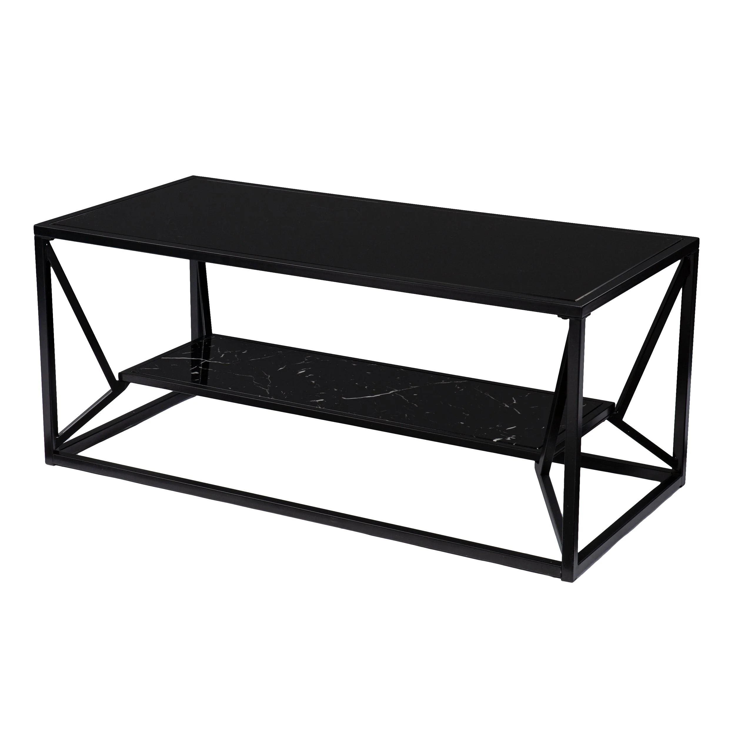 Argall Glass-Top Cocktail Table w/ Storage - Remutear