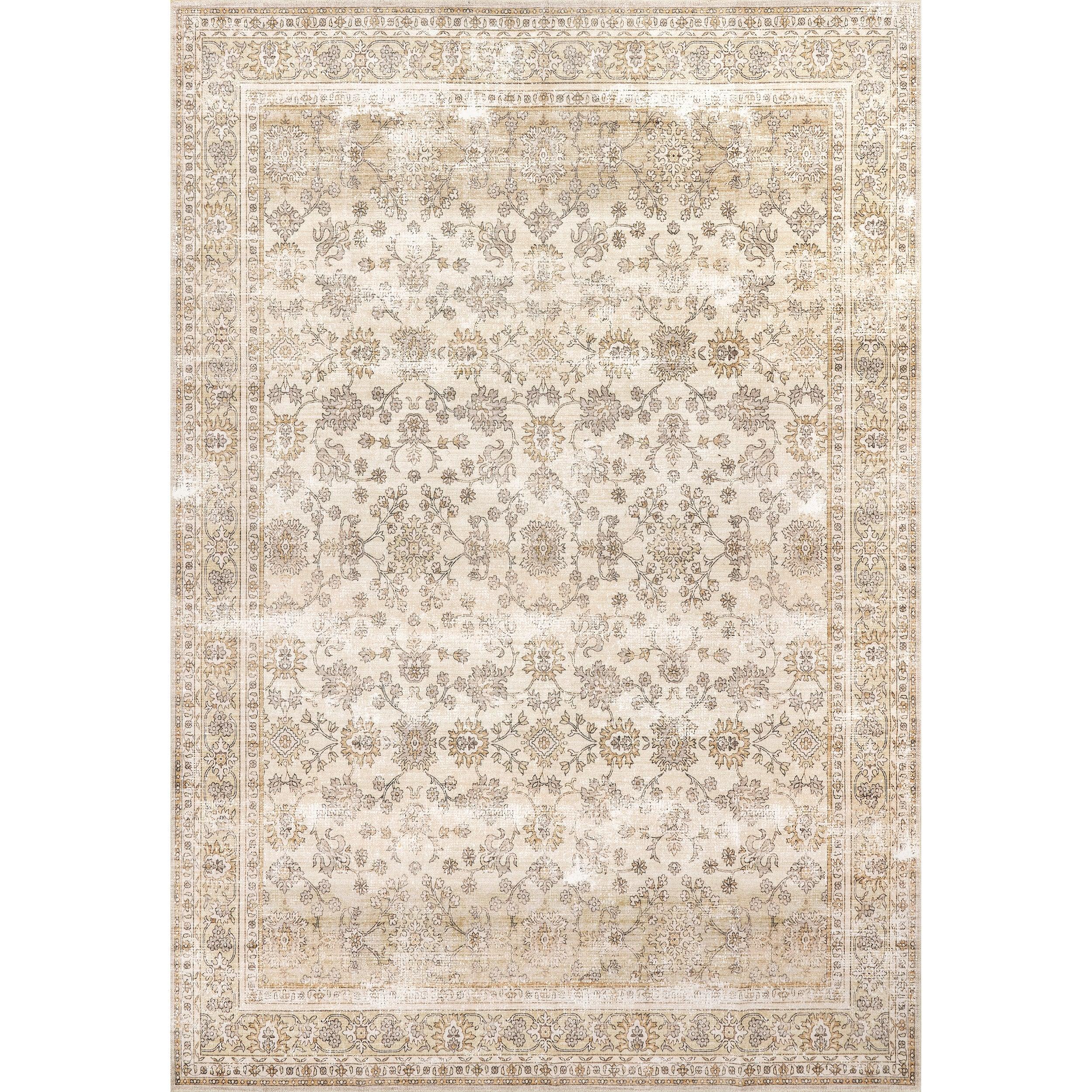 Deadra Vintage Floral Machine Washable Area Rug - Remutear