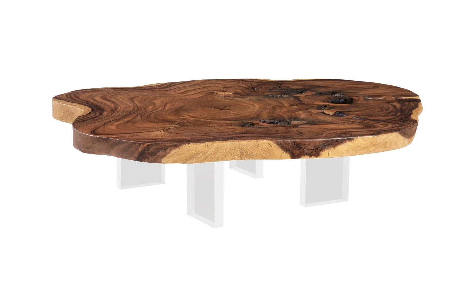 Floating Coffee Table with Acrylic Legs, Natural, Assorted - Remutear
