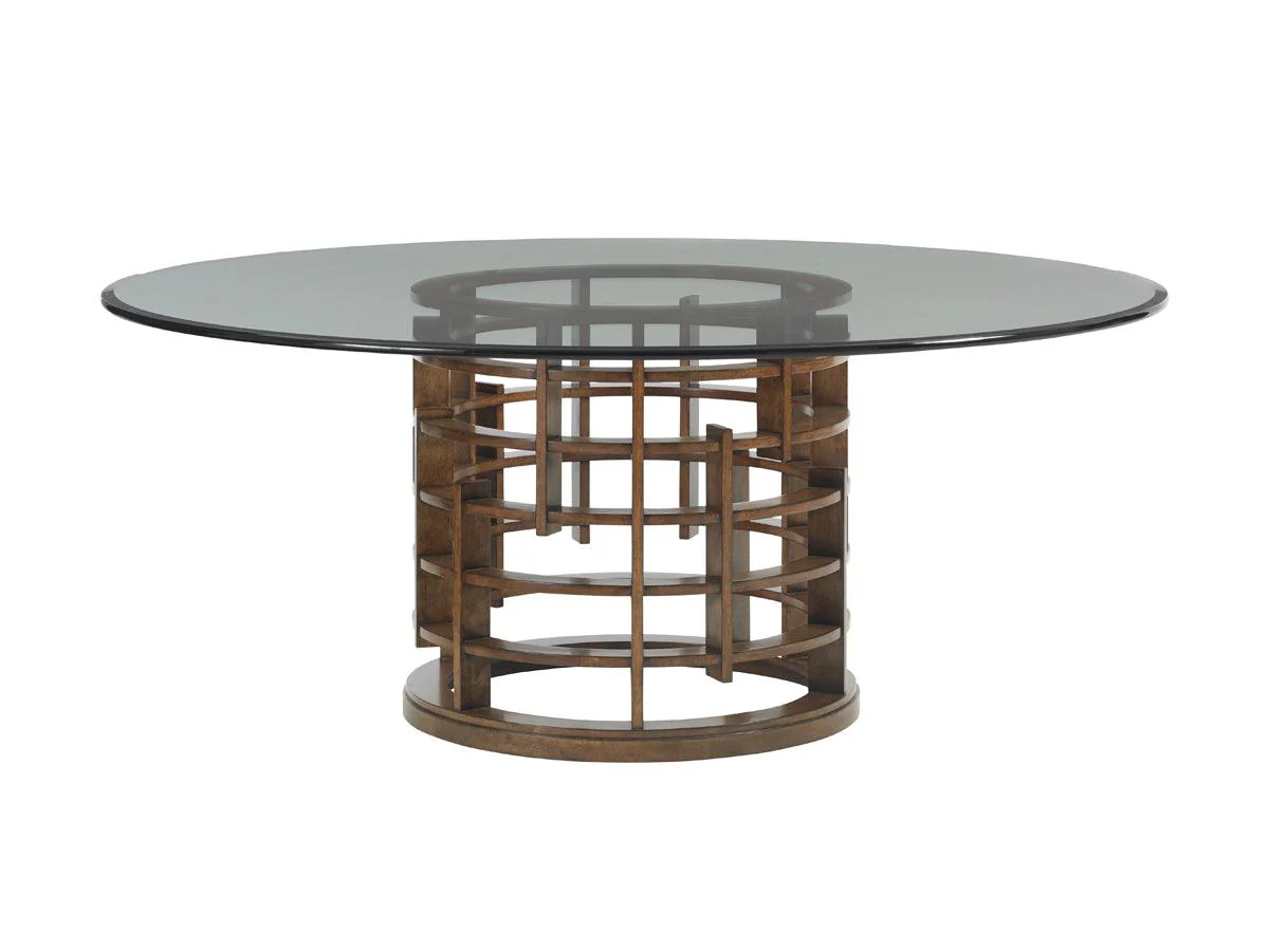 Island Fusion Meridien Round Dining Table With 72 Inch Glass Top - Remutear