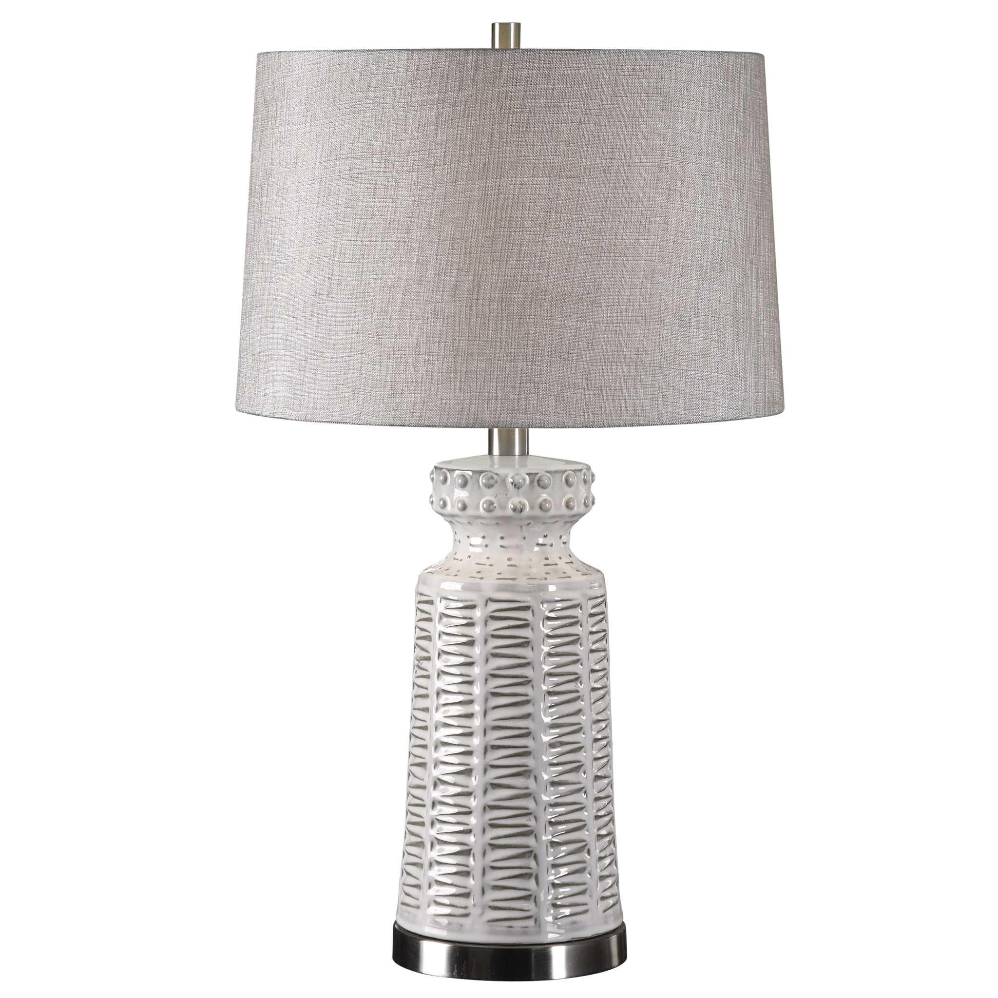 KANSA DISTRESSED WHITE TABLE LAMP - Remutear