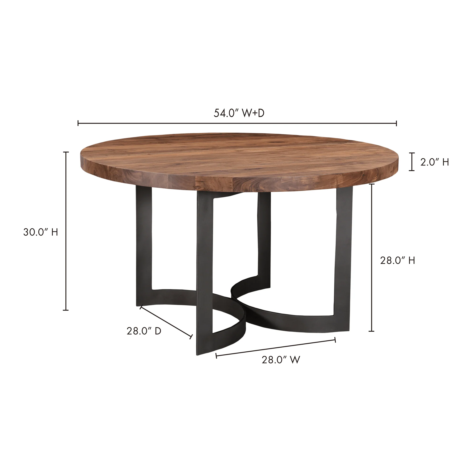 Bent Round Dining Table 54In Smoked - Remutear