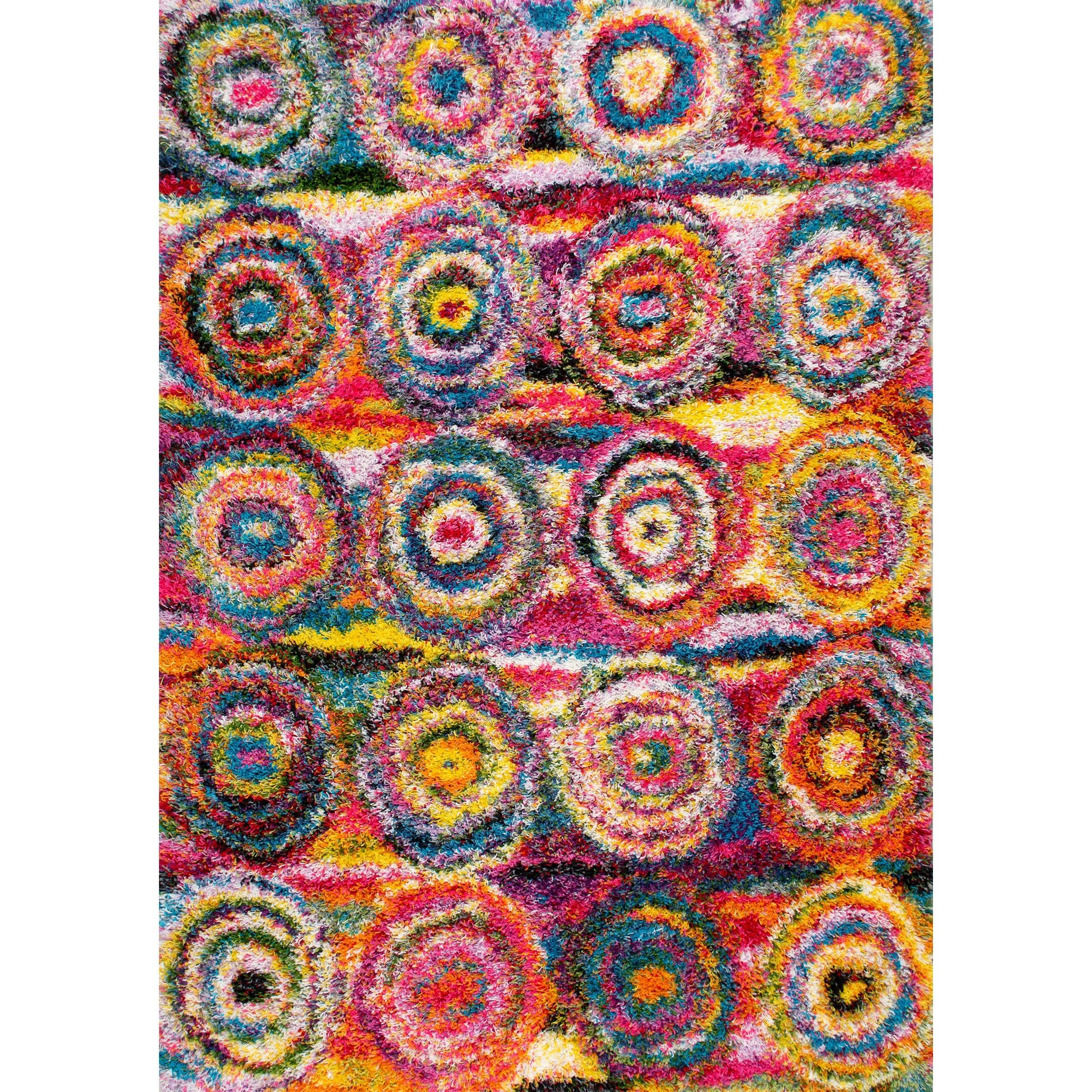 Kindra Circles Shaggy Area Rug - Remutear