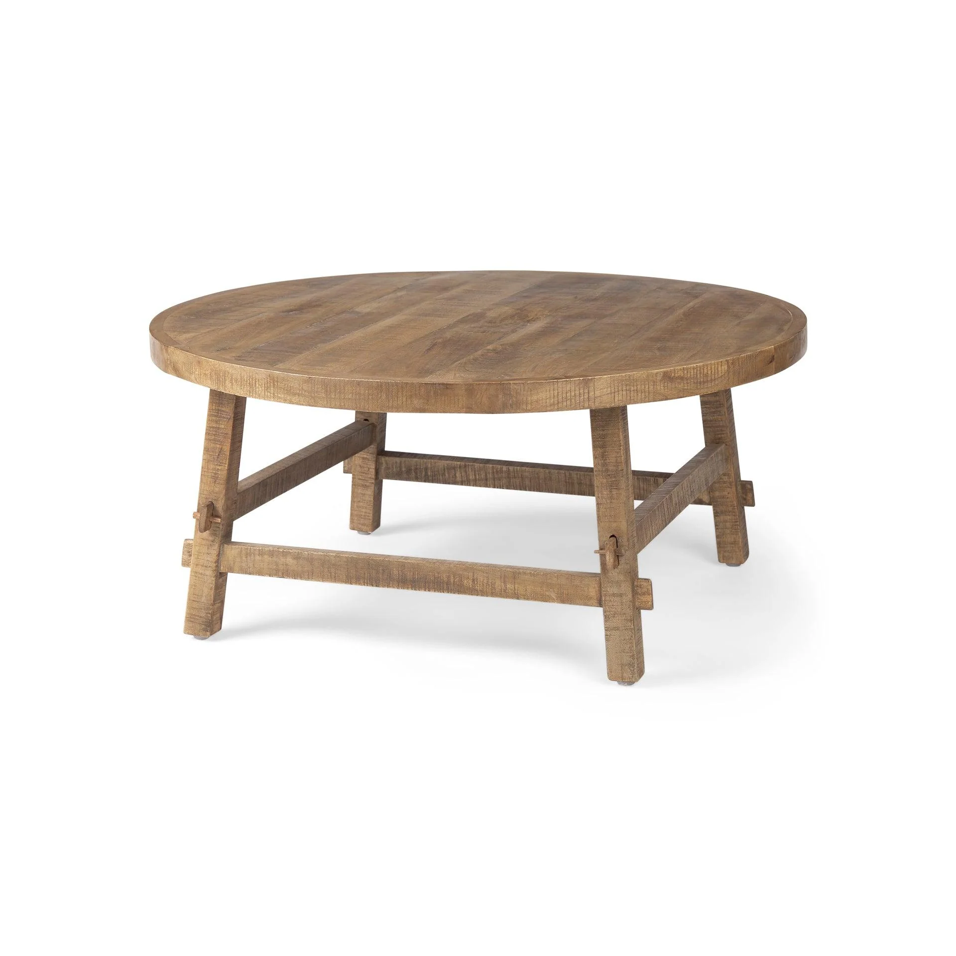 Rosie  36.0L x 36.0W x 16.0H Round Medium Brown Wood Coffee Table - Remutear