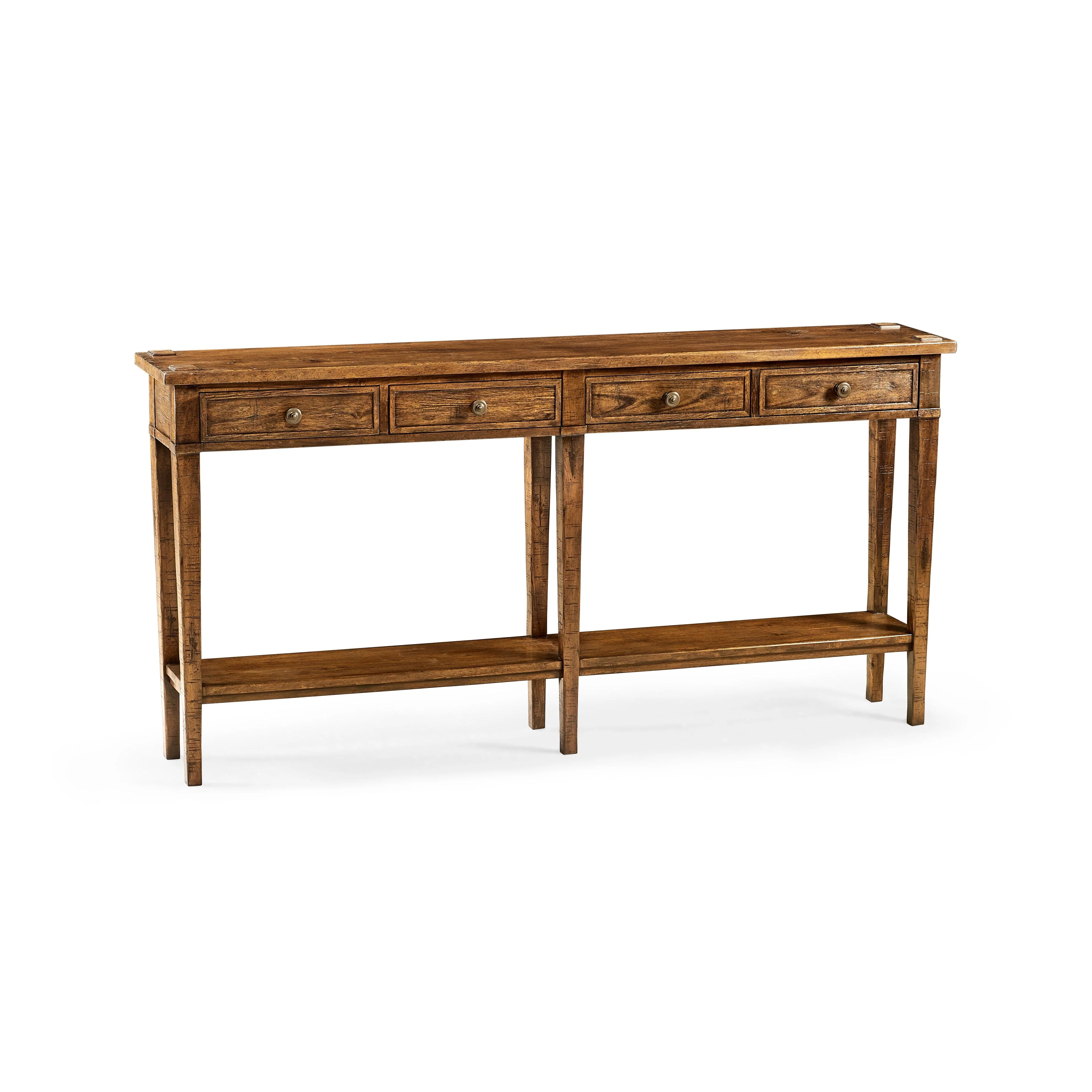 Casual Accents Country Walnut 4 Drawer Console Table - Remutear