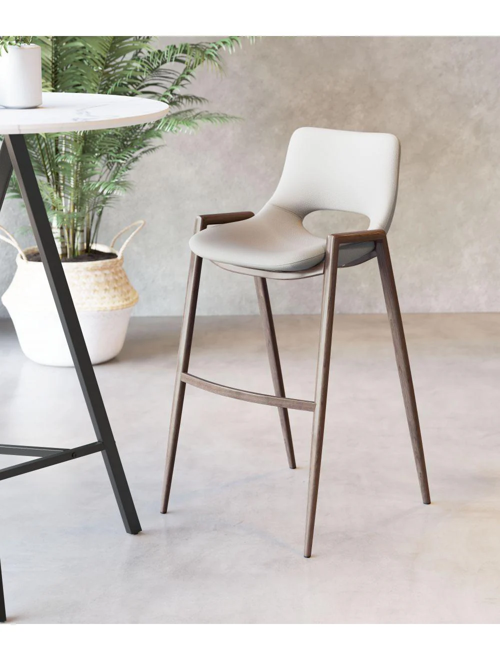 Desi Bar Chair (Set of 2) Beige & Walnut - Remutear