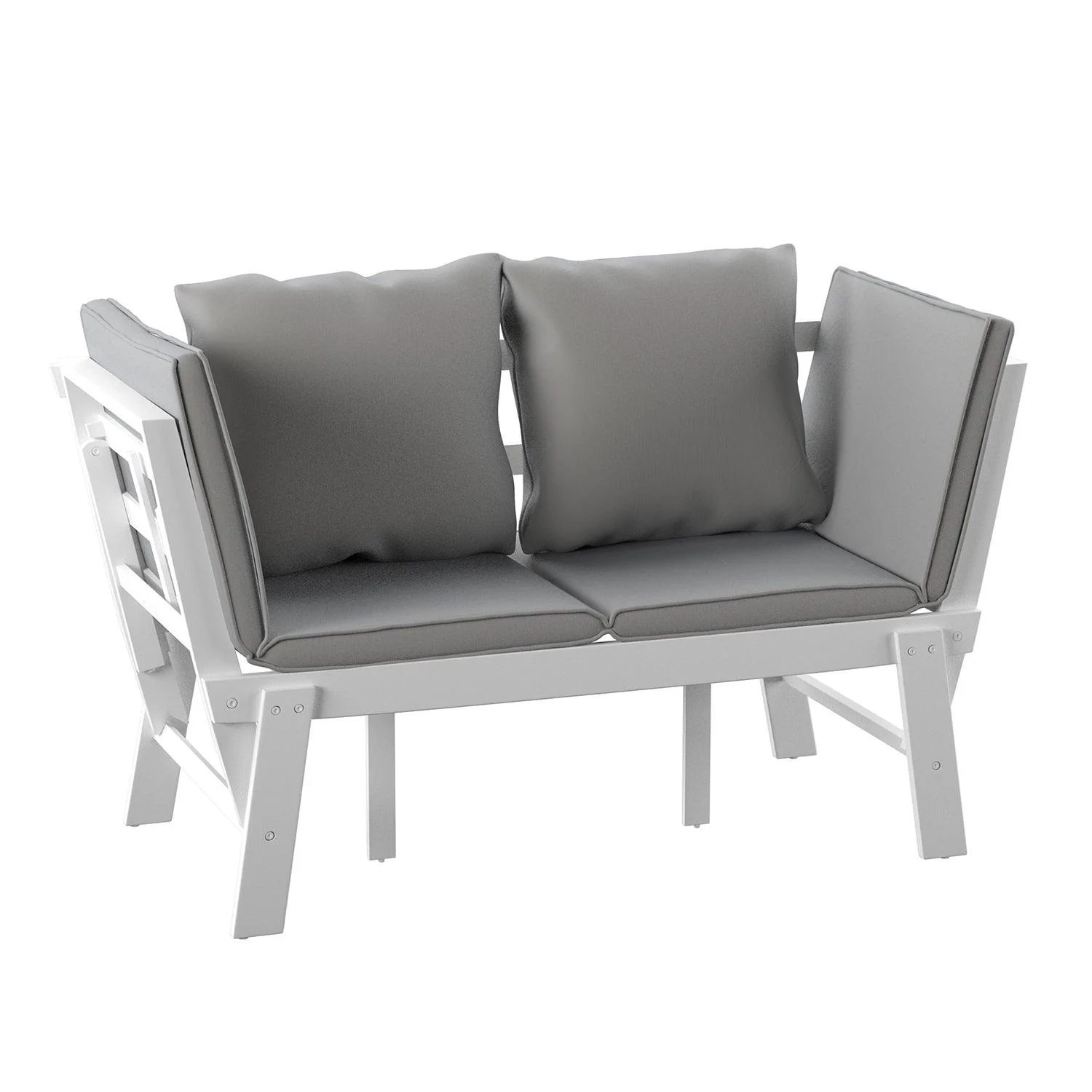 Holly & Martin Dolavon Outdoor Convertible Lounge Chair – White w/ Gray Cushions - Remutear