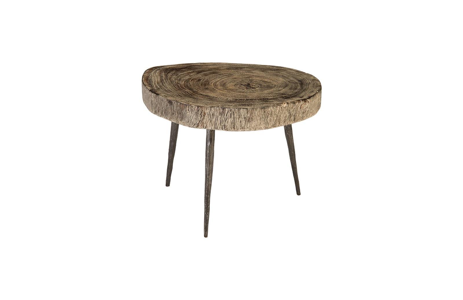 Crosscut Coffee Table, Gray Stone, Forged Legs - Remutear
