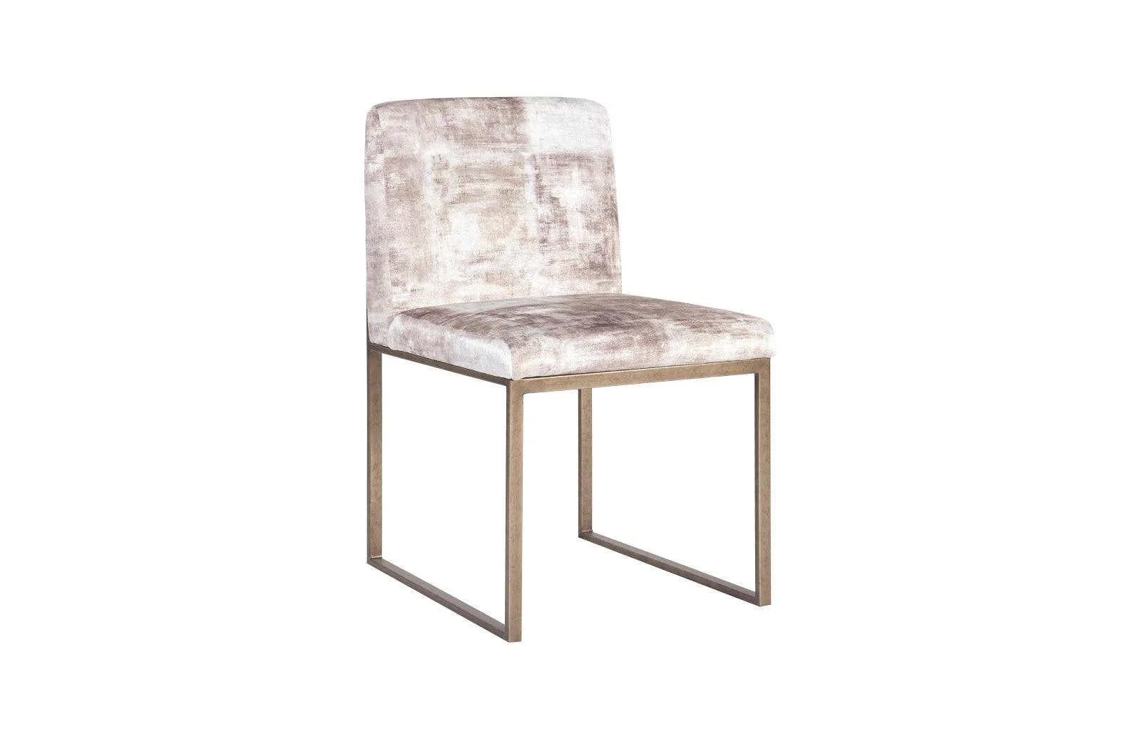 Frozen Dining Chair, Beige Mist Fabric, Antique Brass Metal Frame - Remutear