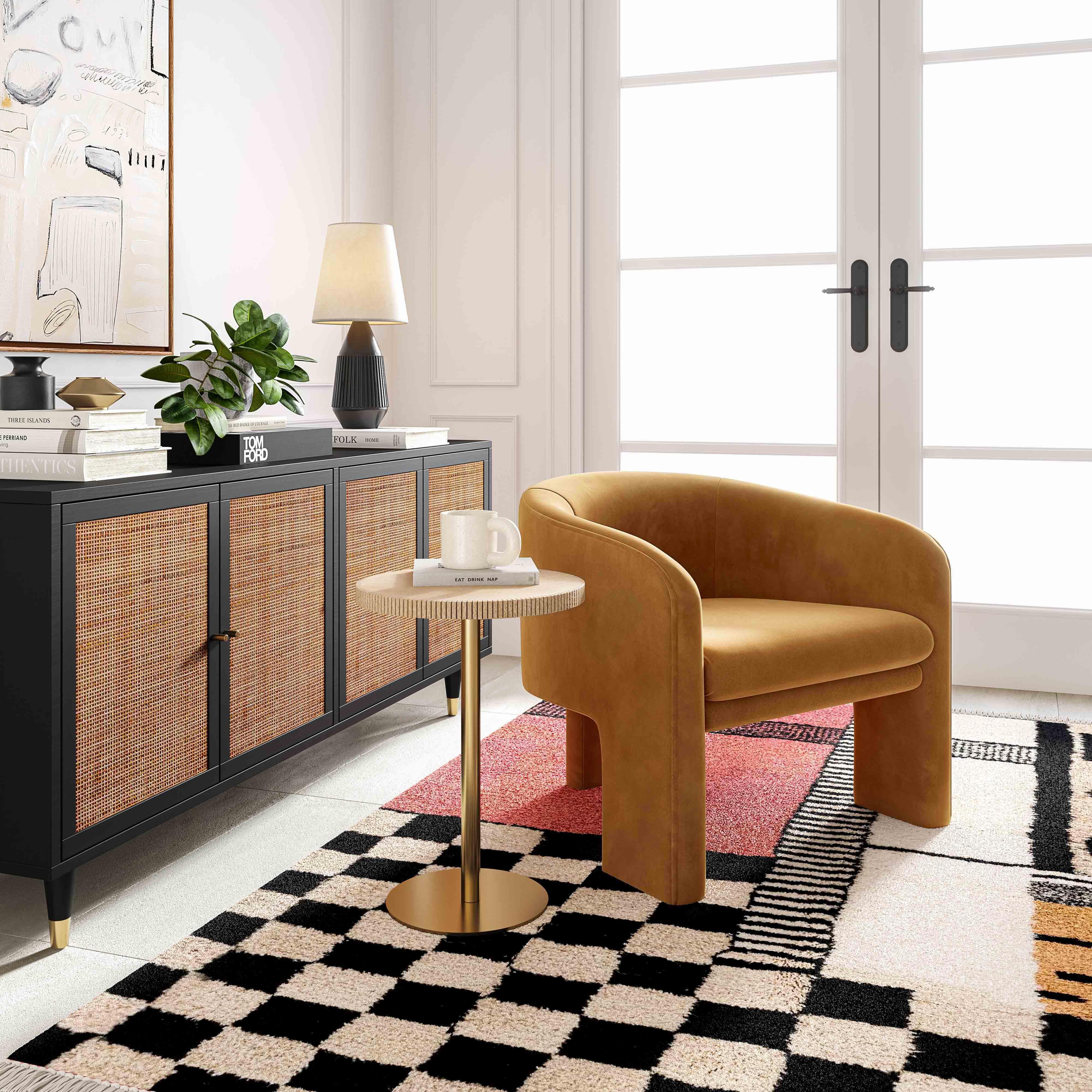 Marla Cognac Velvet Accent Chair - Remutear