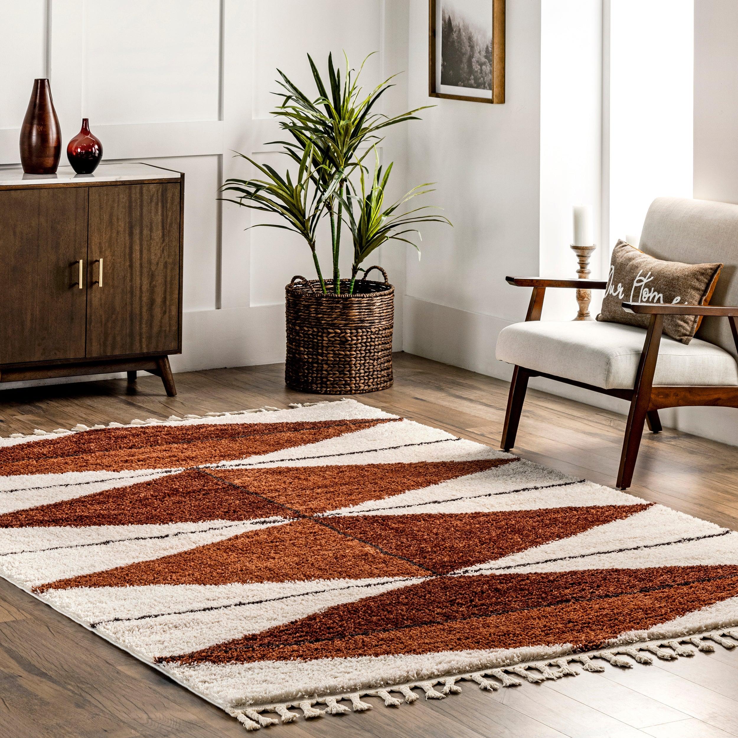 Kali Shaggy Diamond Tassel Area Rug - Remutear