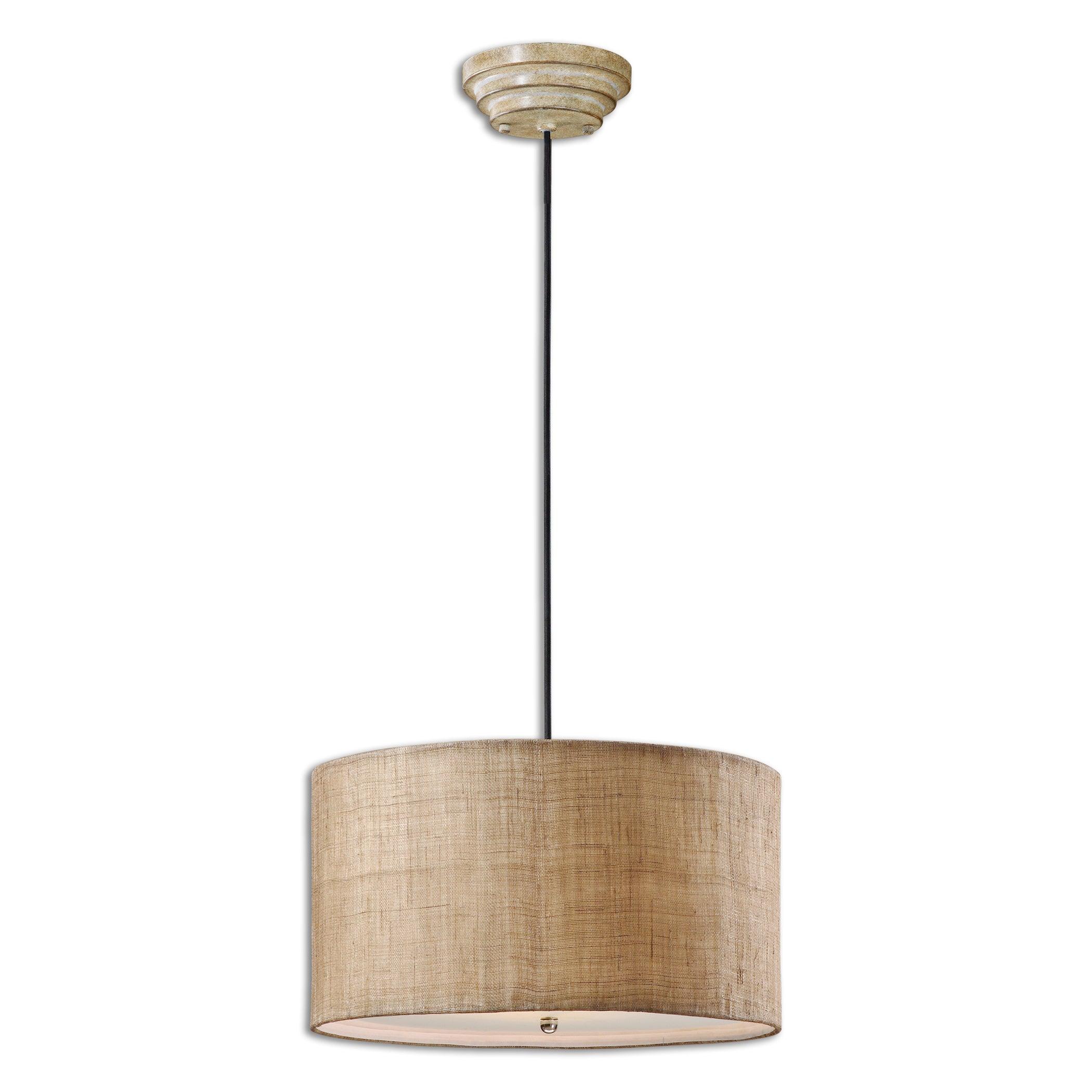 DAFINA 3 LIGHT BURLAP DRUM PENDANT - Remutear