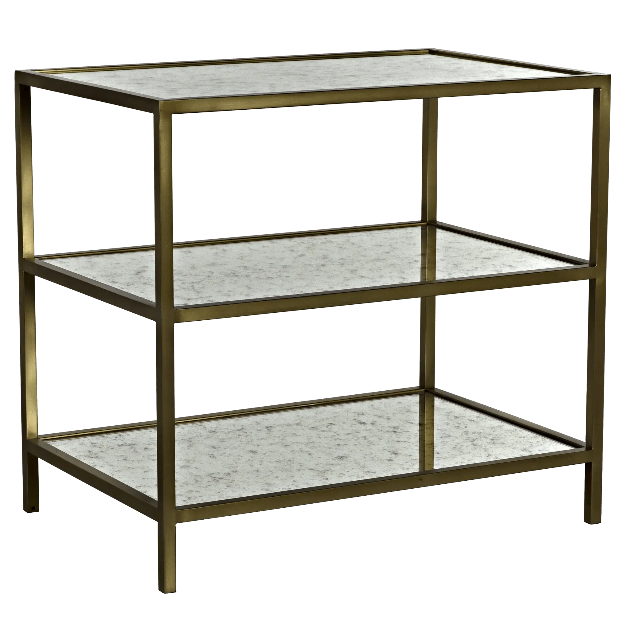 3 Tier Side Table, Antique Brass and Antique Mirror - Remutear