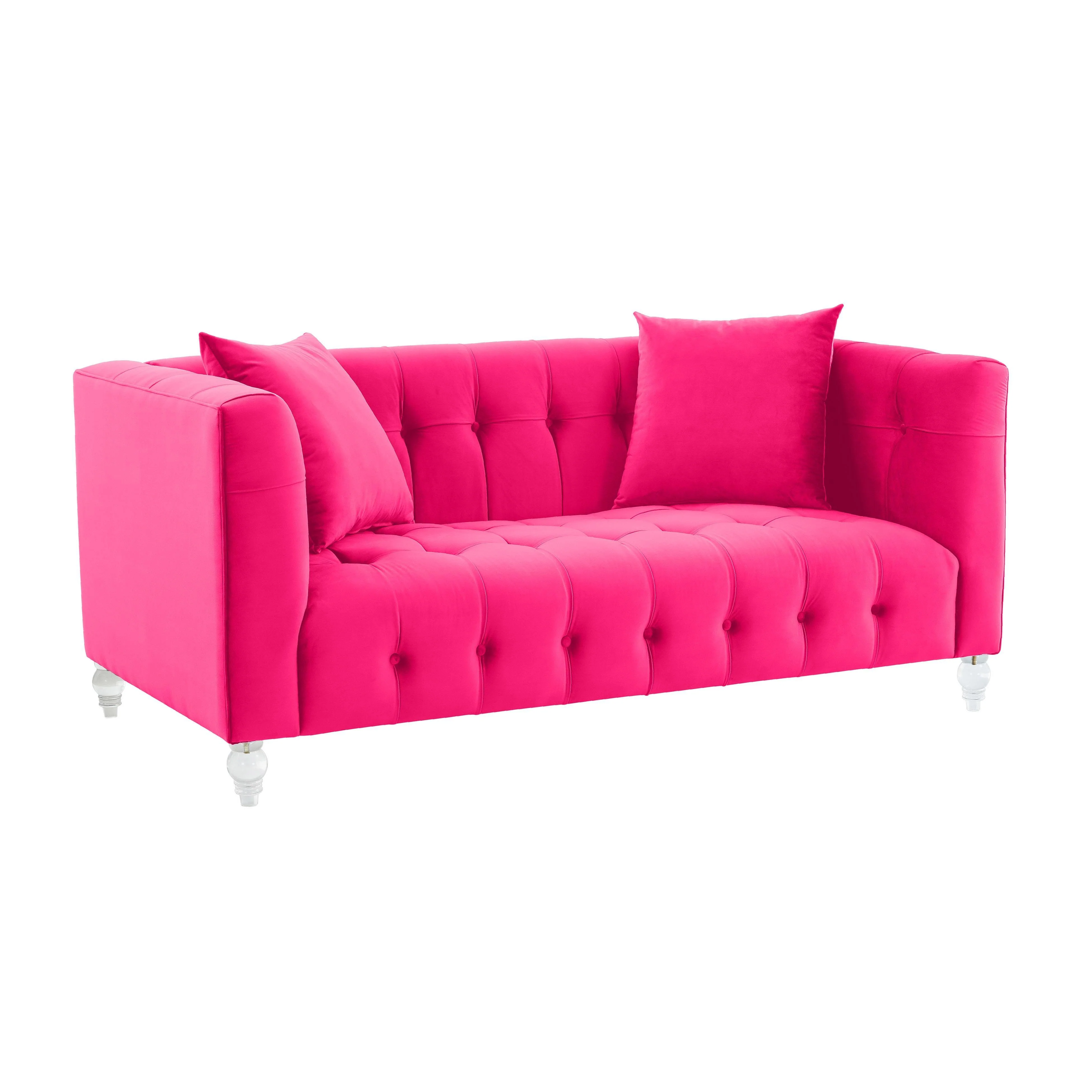 Bea Hot Pink Velvet Loveseat - Remutear