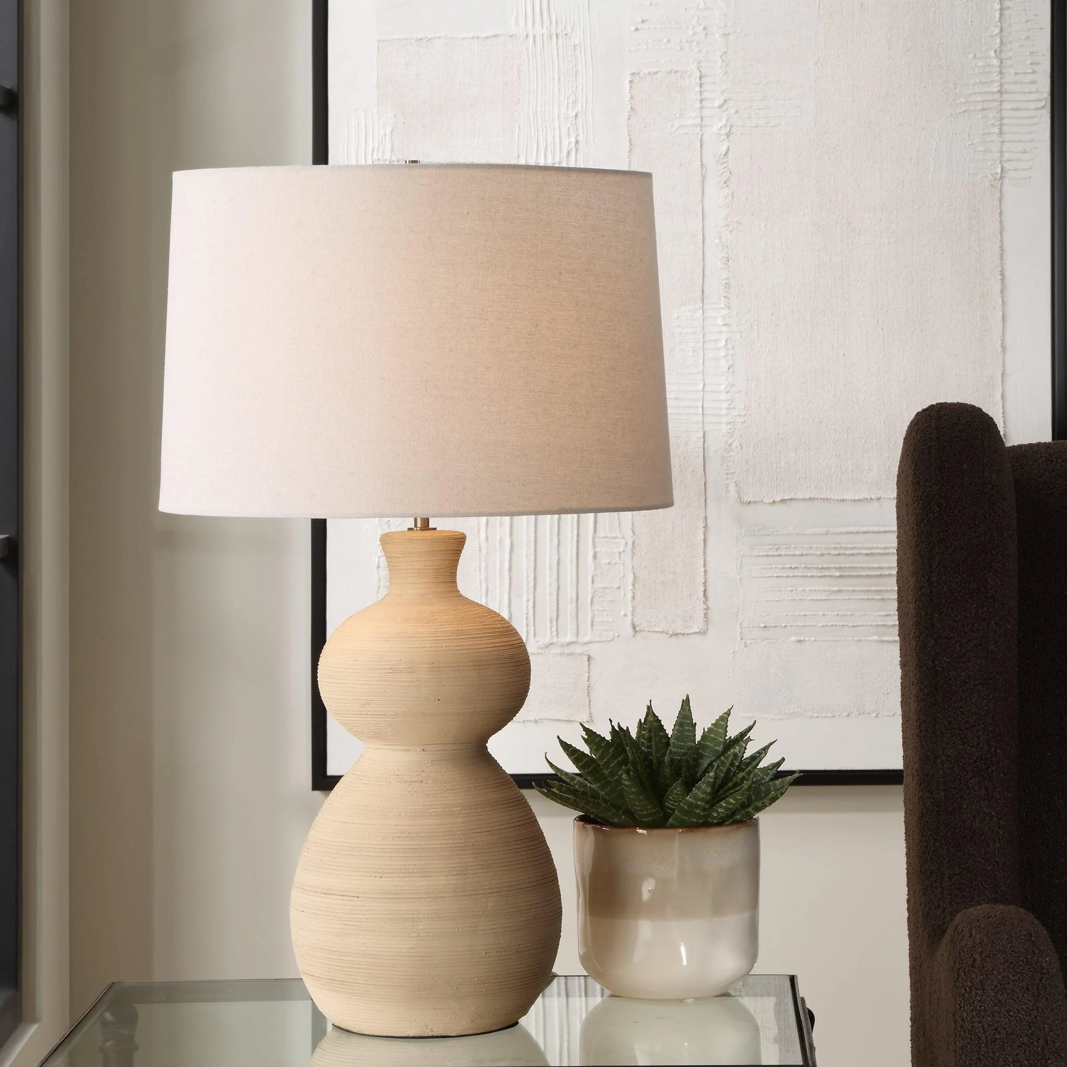 Pueblo Fired Clay Table Lamp - Remutear