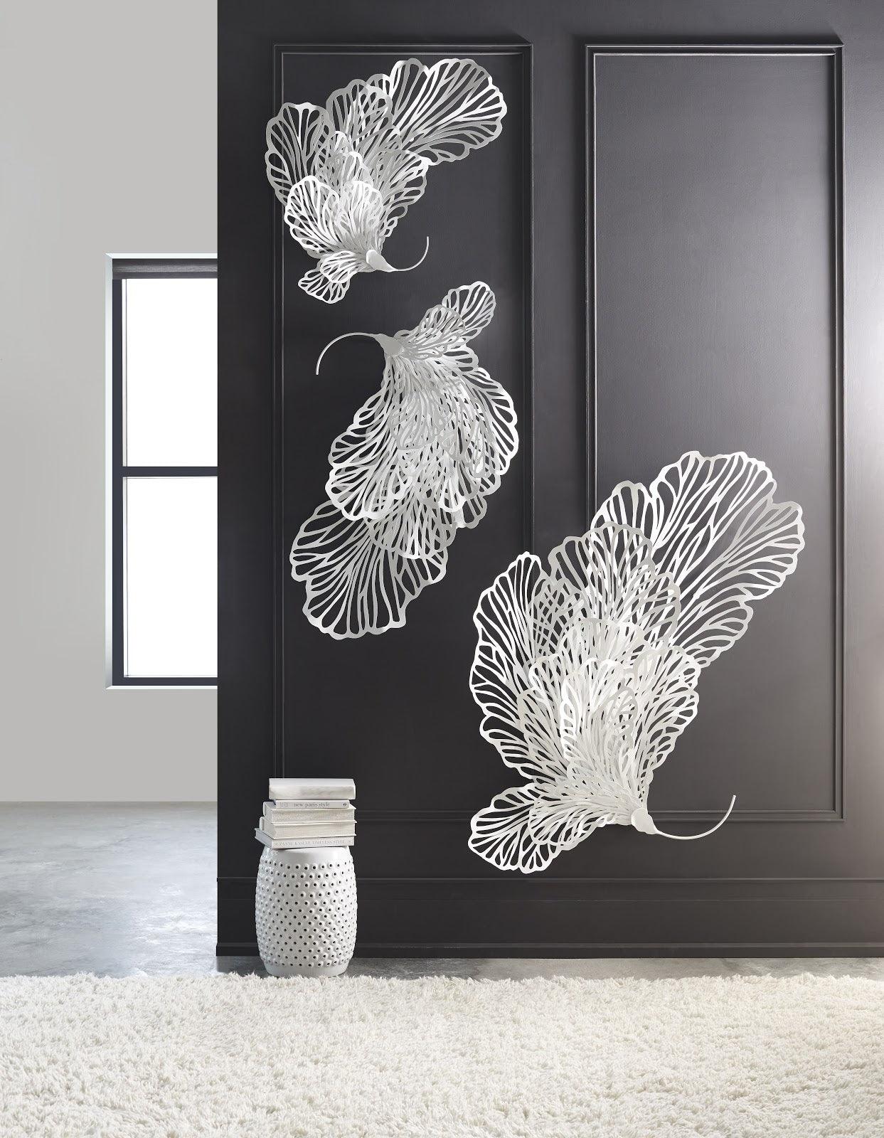 Butterfly Wall Art, White, LG - Remutear