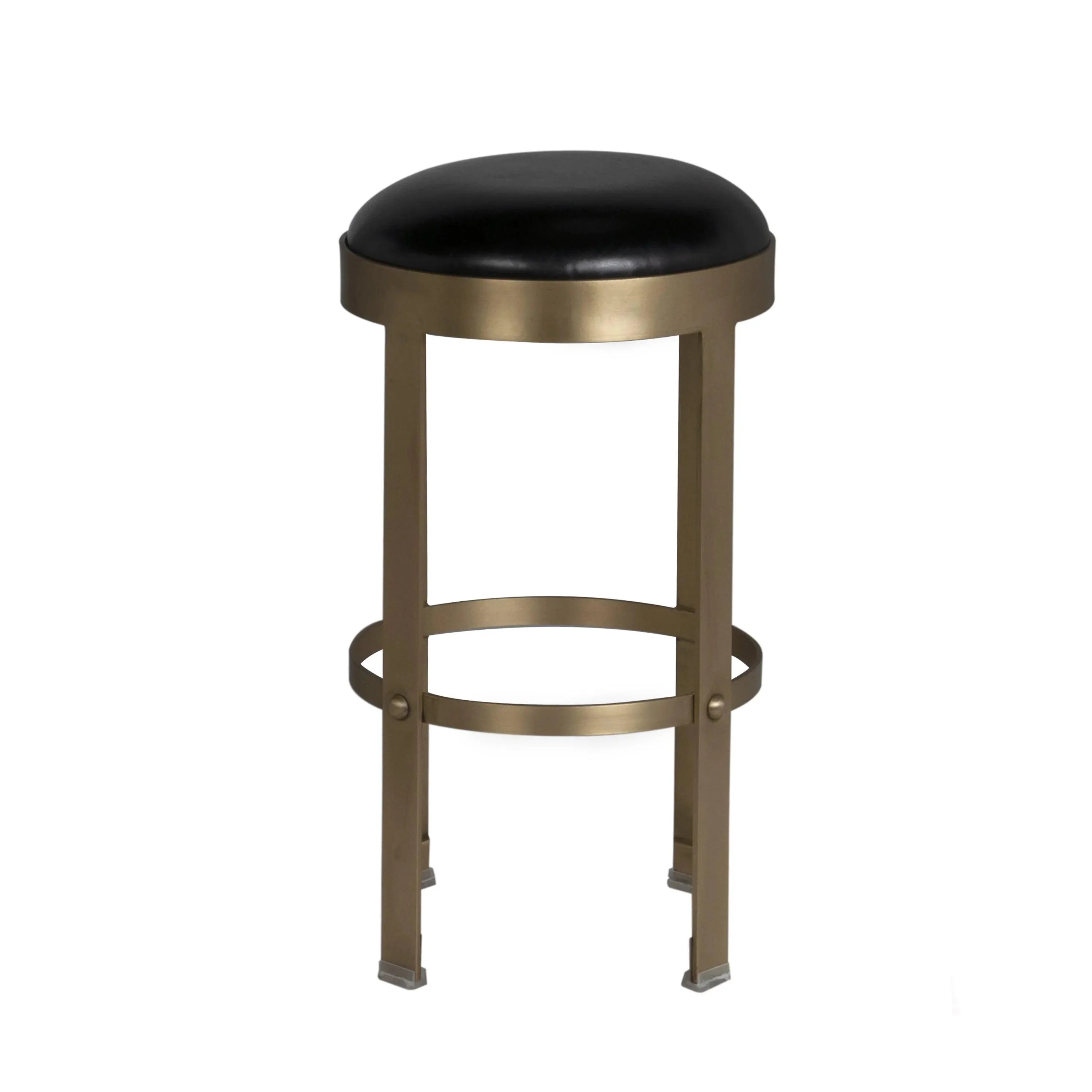 Prince Counter Stool with Leather, Brass Finish - Remutear