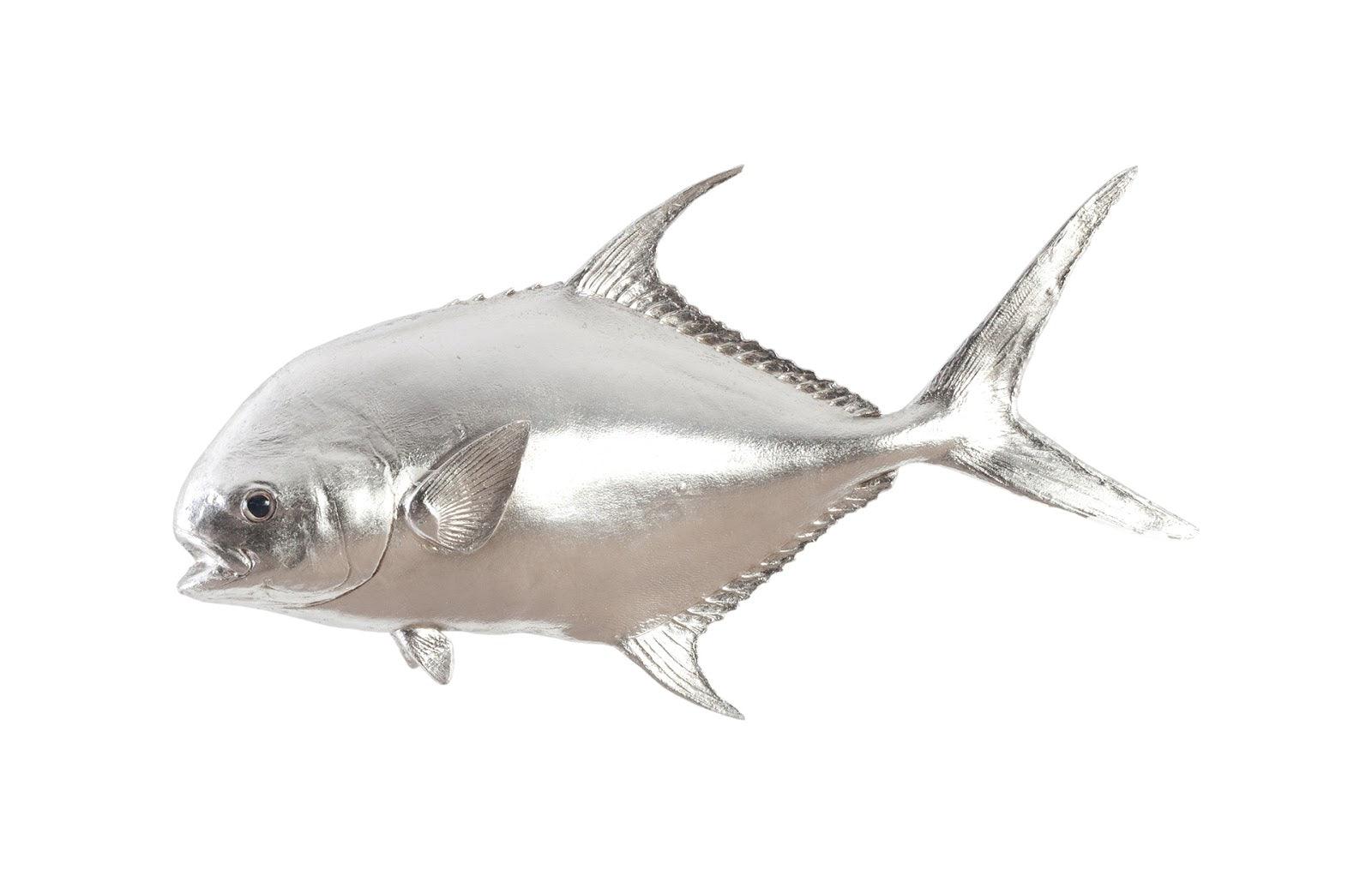 Permit Fish Wall Sculpture, Resin, Silver Leaf - Remutear