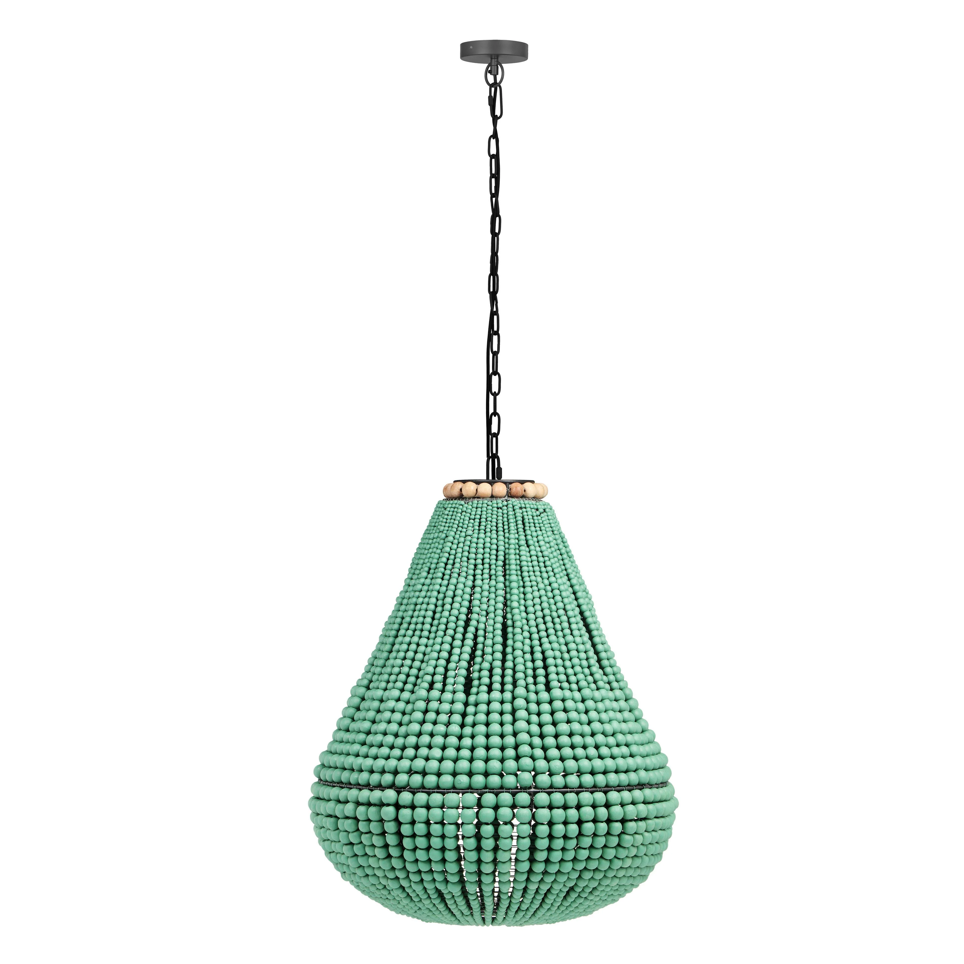 Palani Green Wooden Bead Chandelier - Remutear