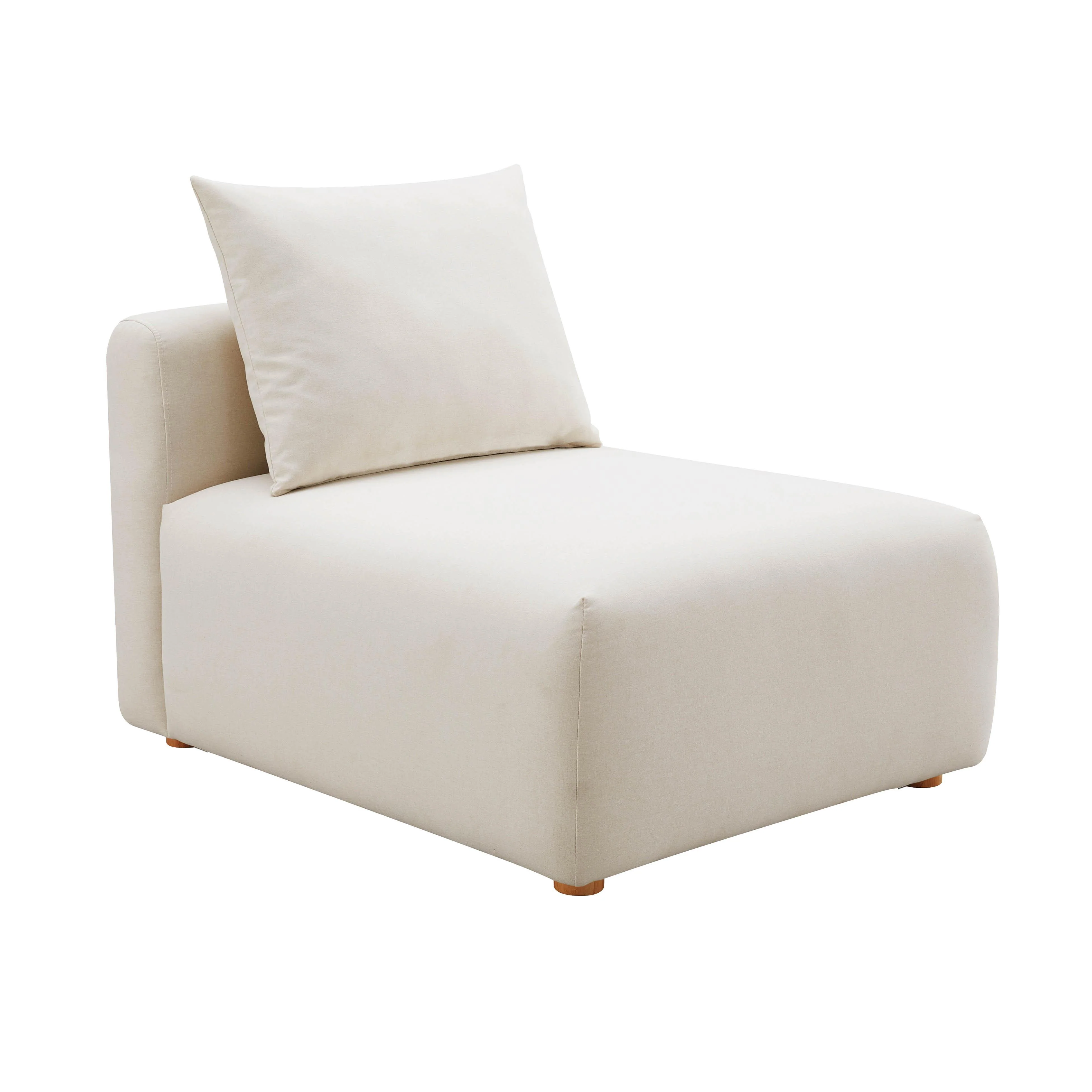 Hangover Cream Linen Modular Armless Chair - Remutear