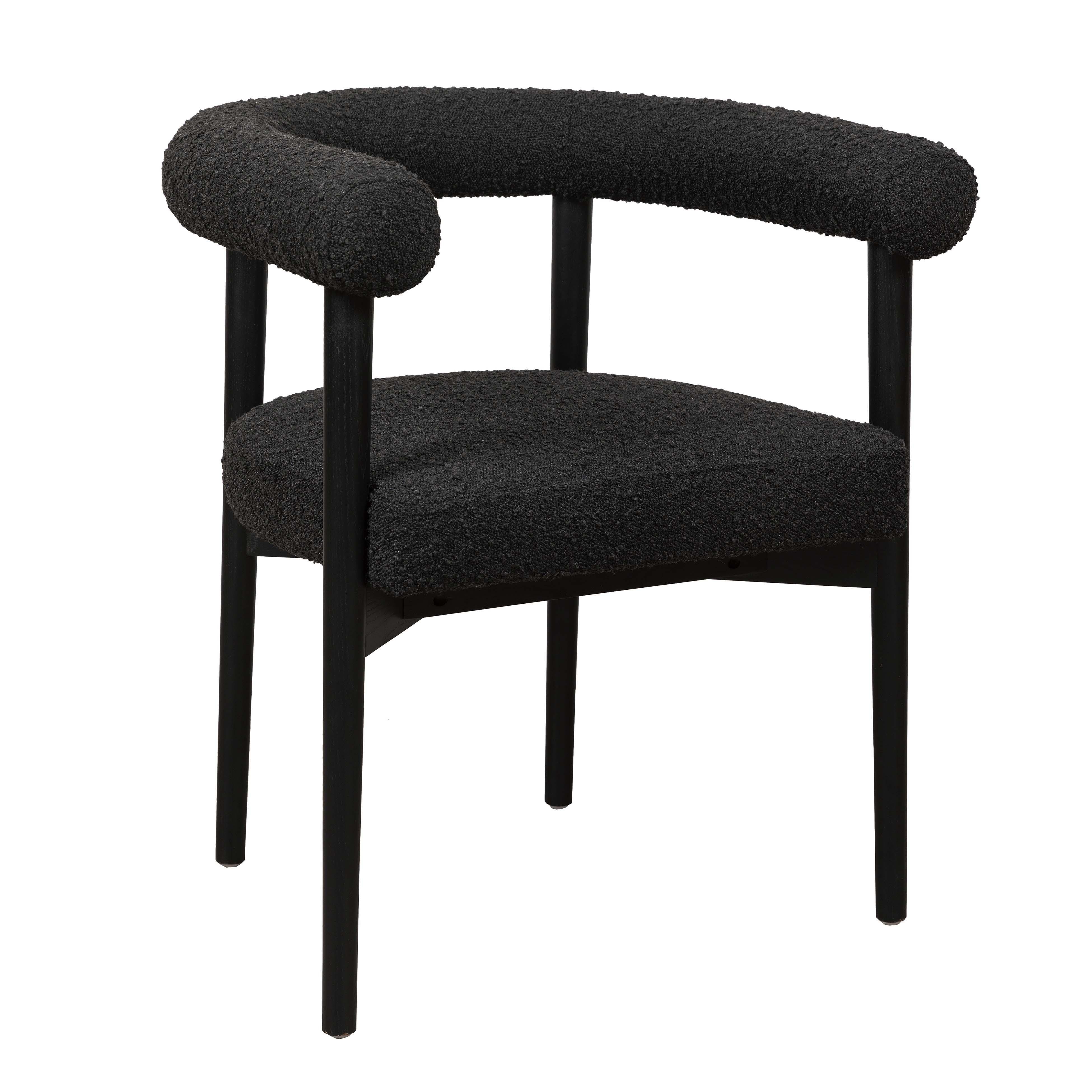 Spara Black Boucle Dining Chair - Remutear