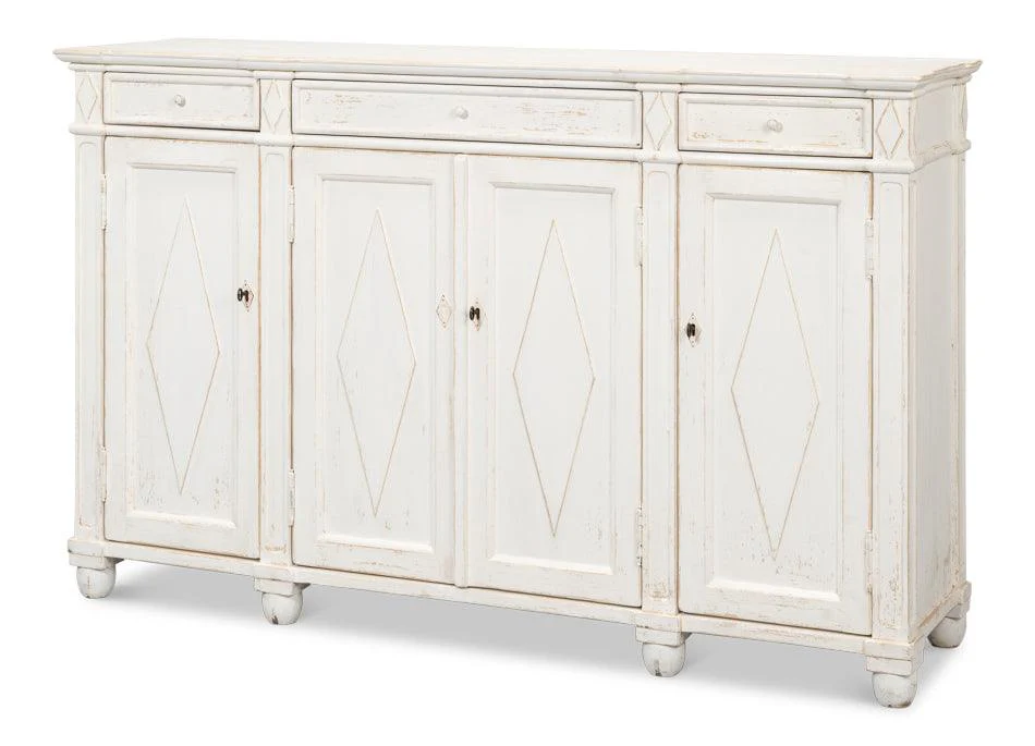 Diamond Wall Sideboard - Whitewash Finish - Remutear