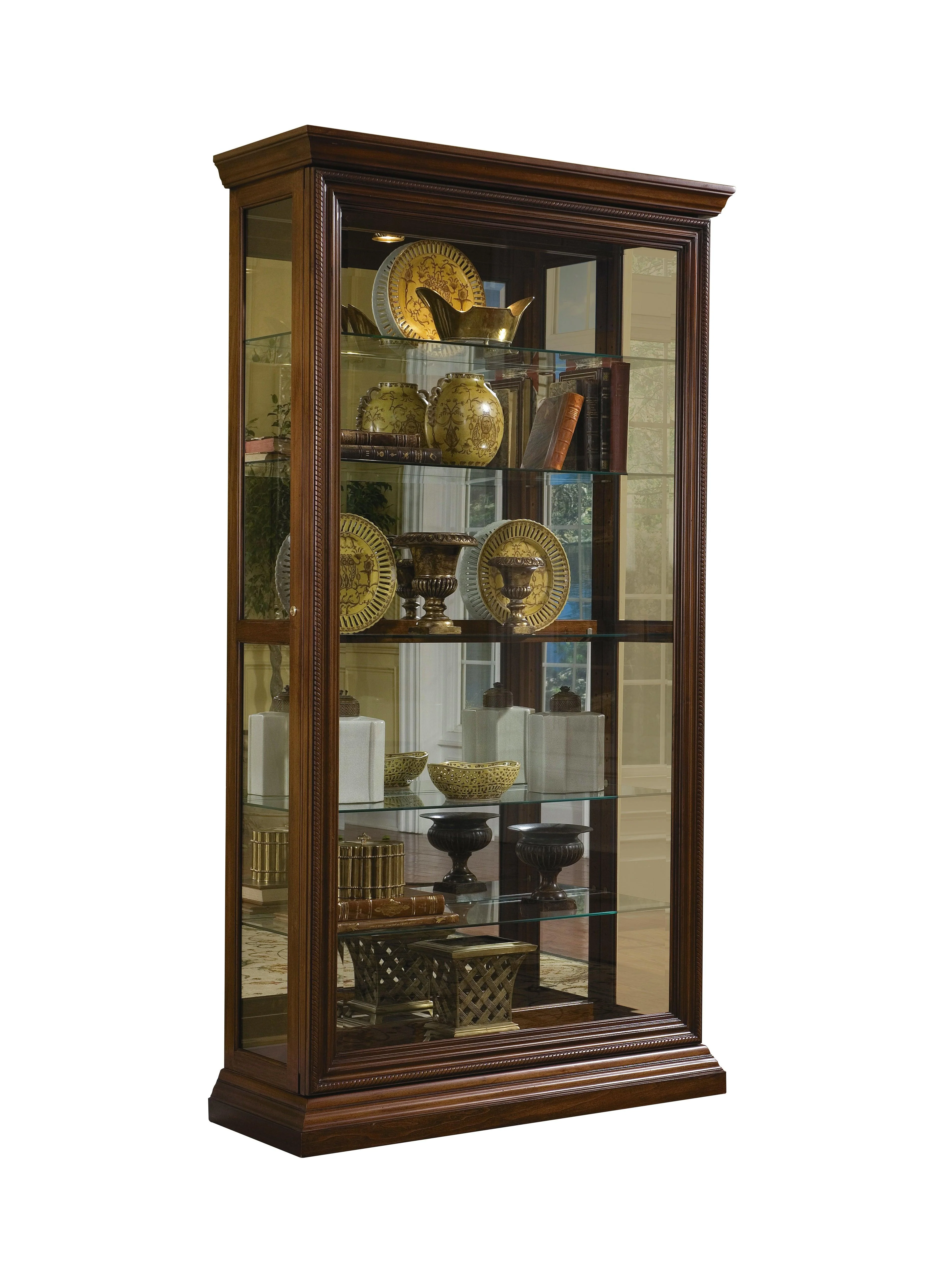Edwardian 5 Shelf Sliding Door Curio Cabinet - Remutear