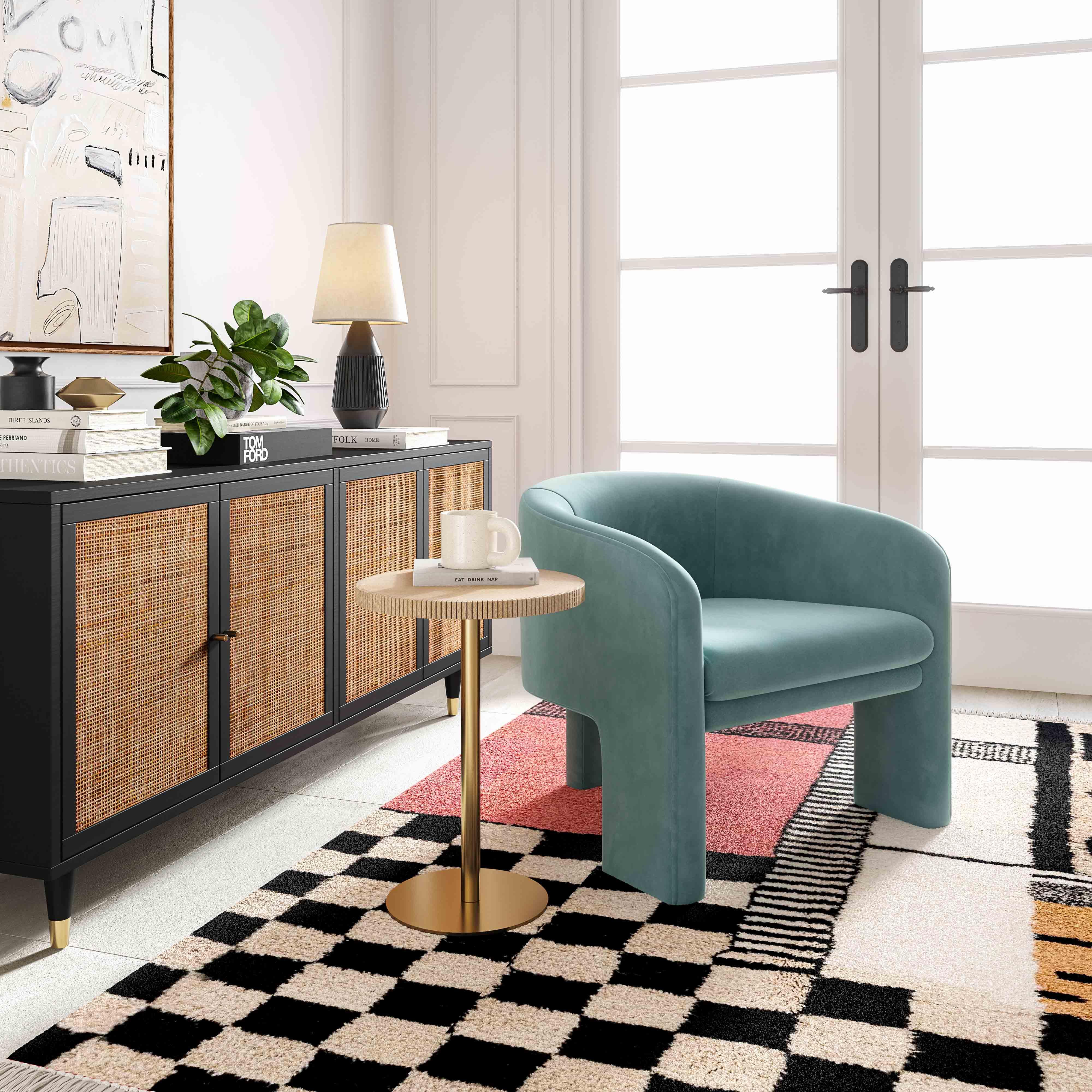 Marla Sea Blue Velvet Accent Chair - Remutear