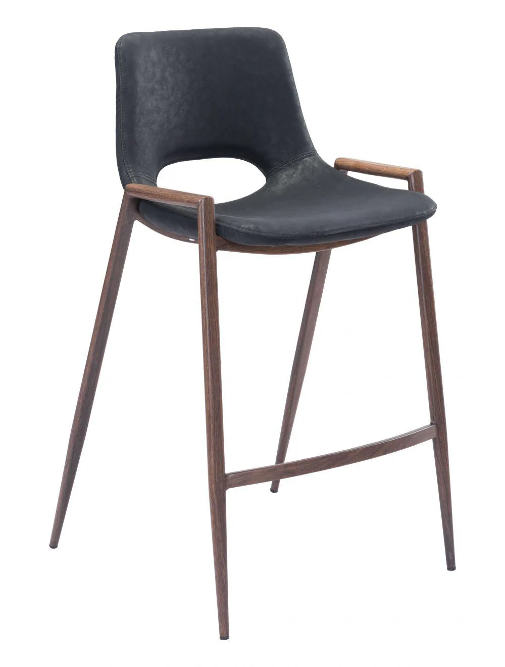 Desi Counter Chair (Set of 2) Black & Walnut - Remutear