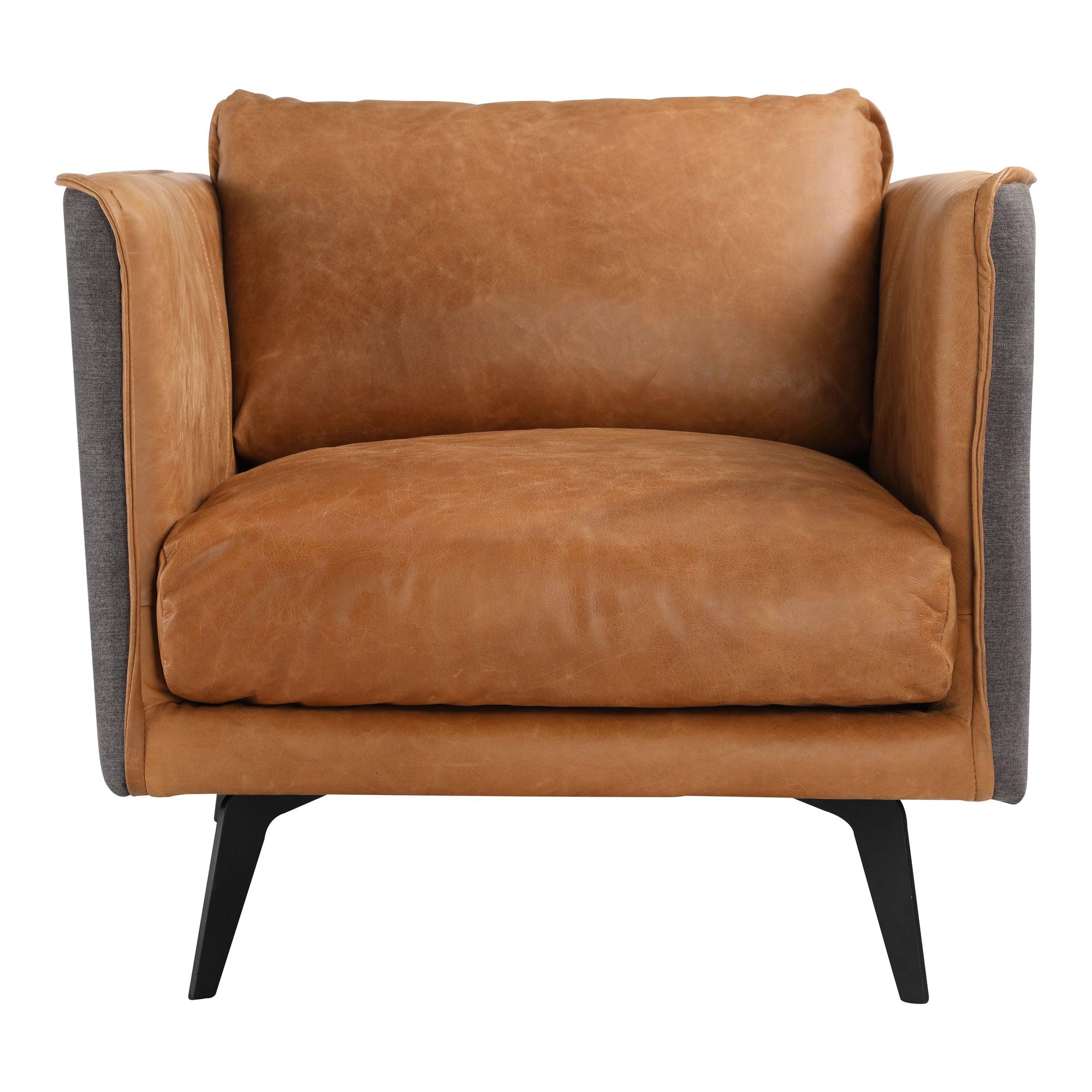 Messina Leather Arm Chair Cigare Tan Leather - Remutear