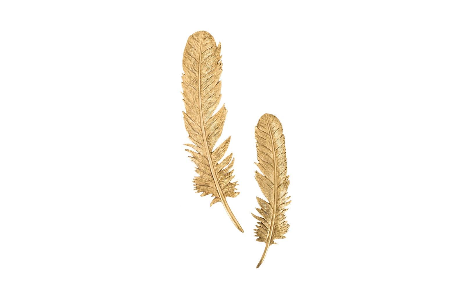 Feathers Wall Art, Small, Gold Leaf, Set of 2 - Remutear