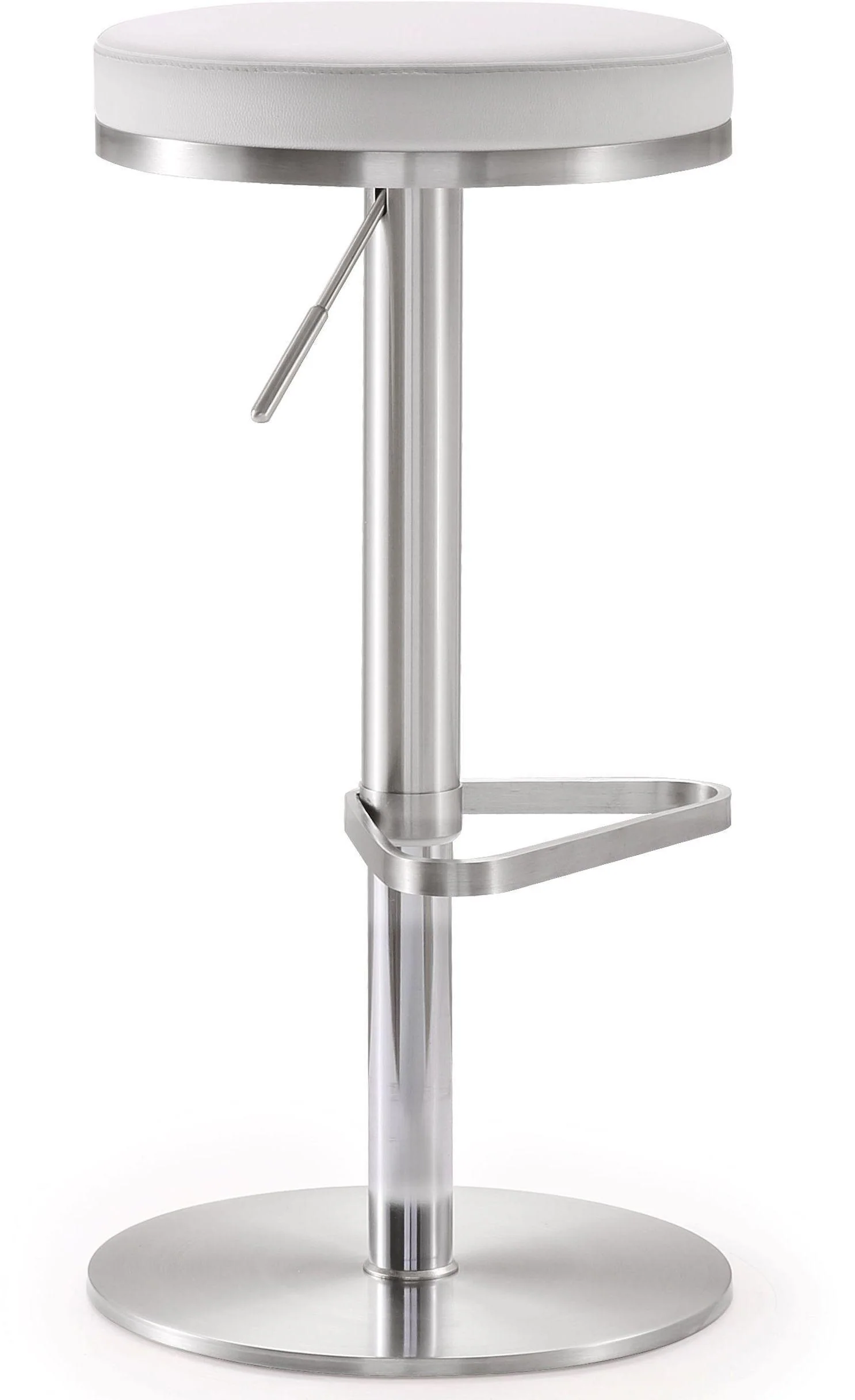 Fano White Stainless Steel Adjustable Barstool - Remutear