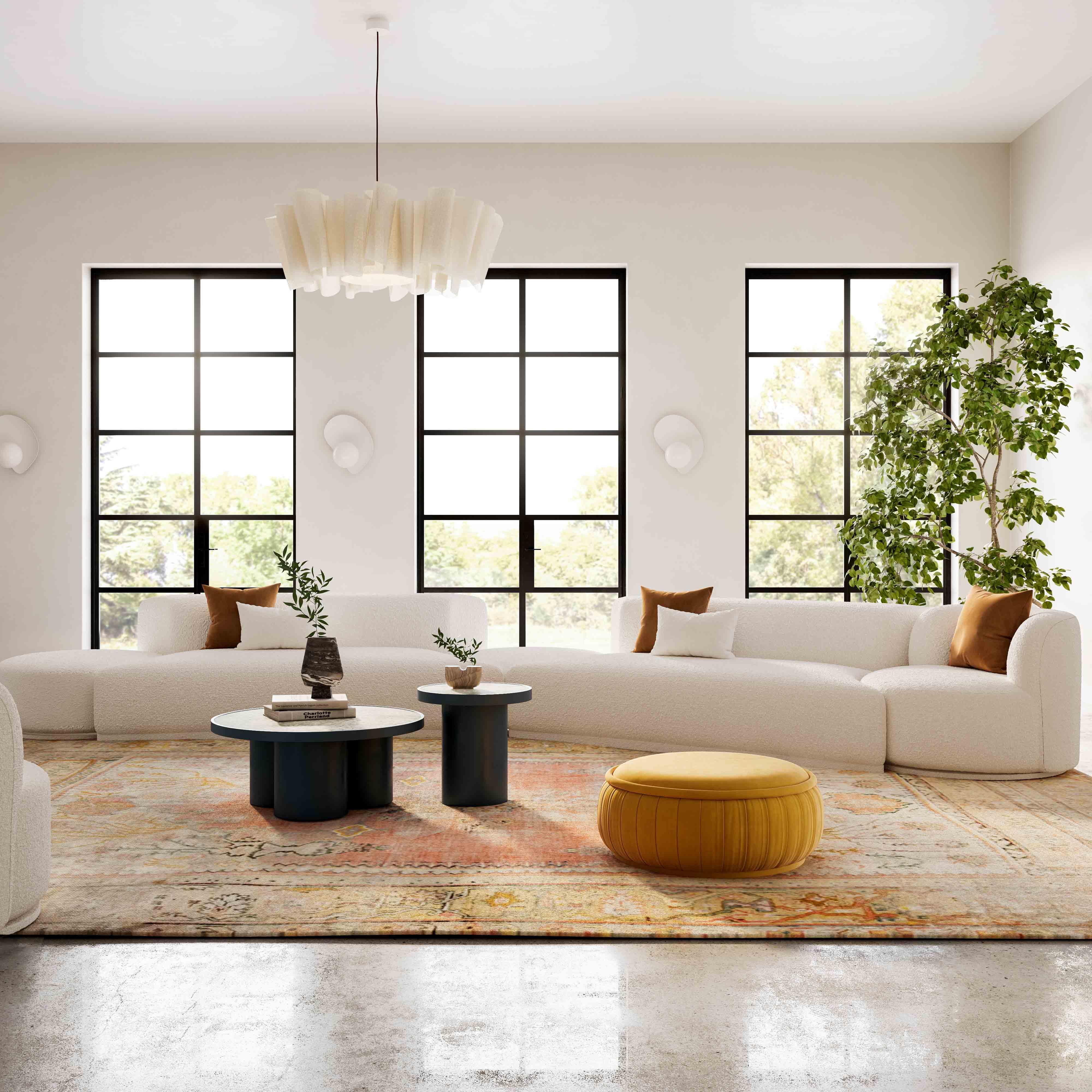 Fickle Cream Boucle 5-Piece Modular Chaise Sectional - Remutear