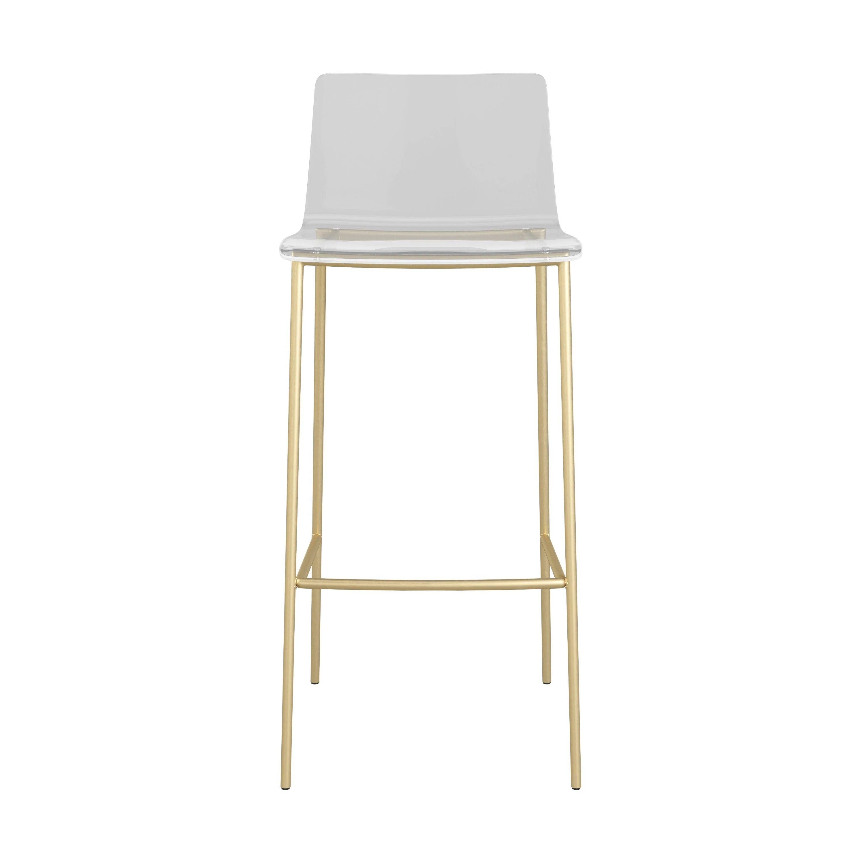 Cilla Bar Stool in Clear with Matte Brushed Gold Legs - Set of 2 - Remutear