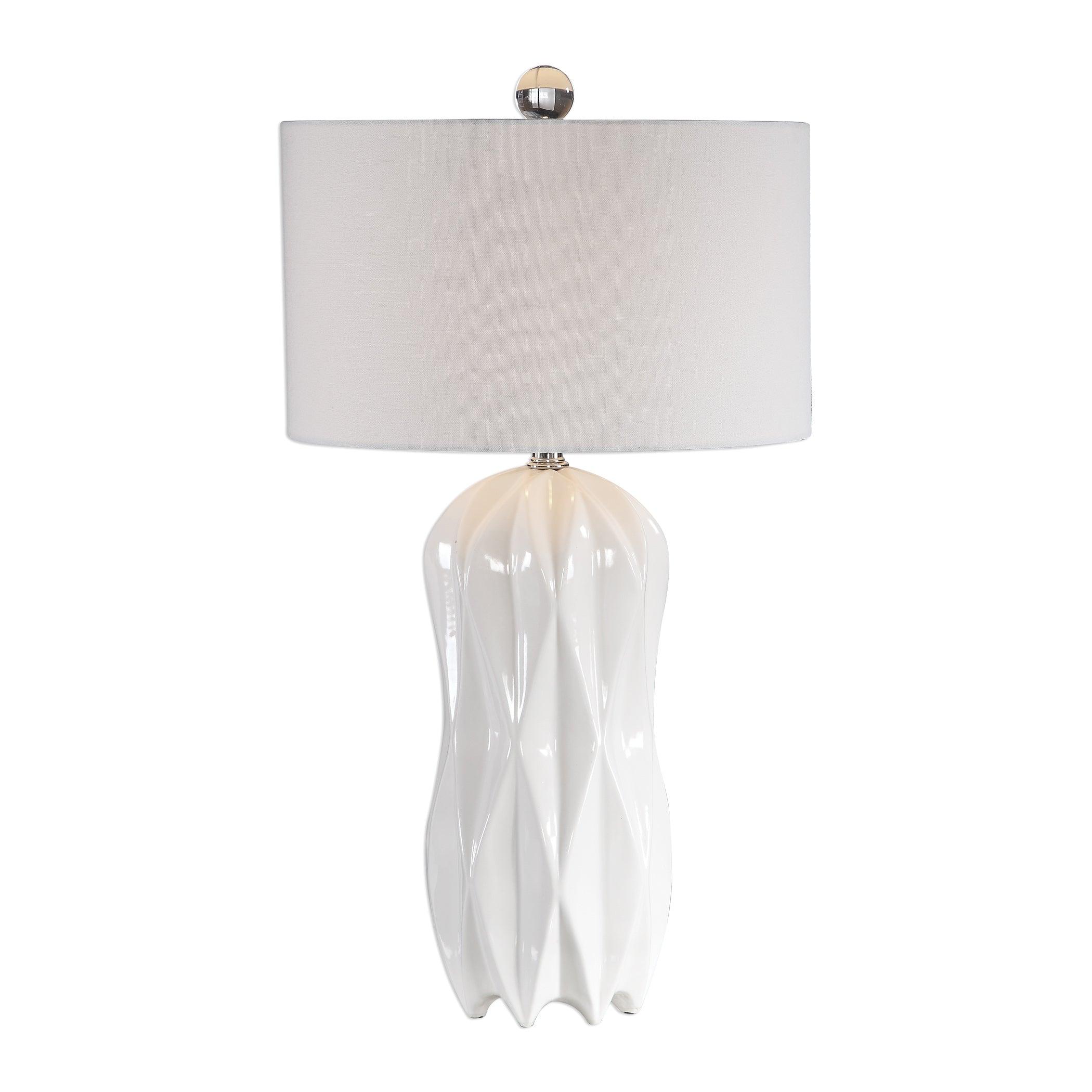 MALENA GLOSSY WHITE TABLE LAMP - Remutear