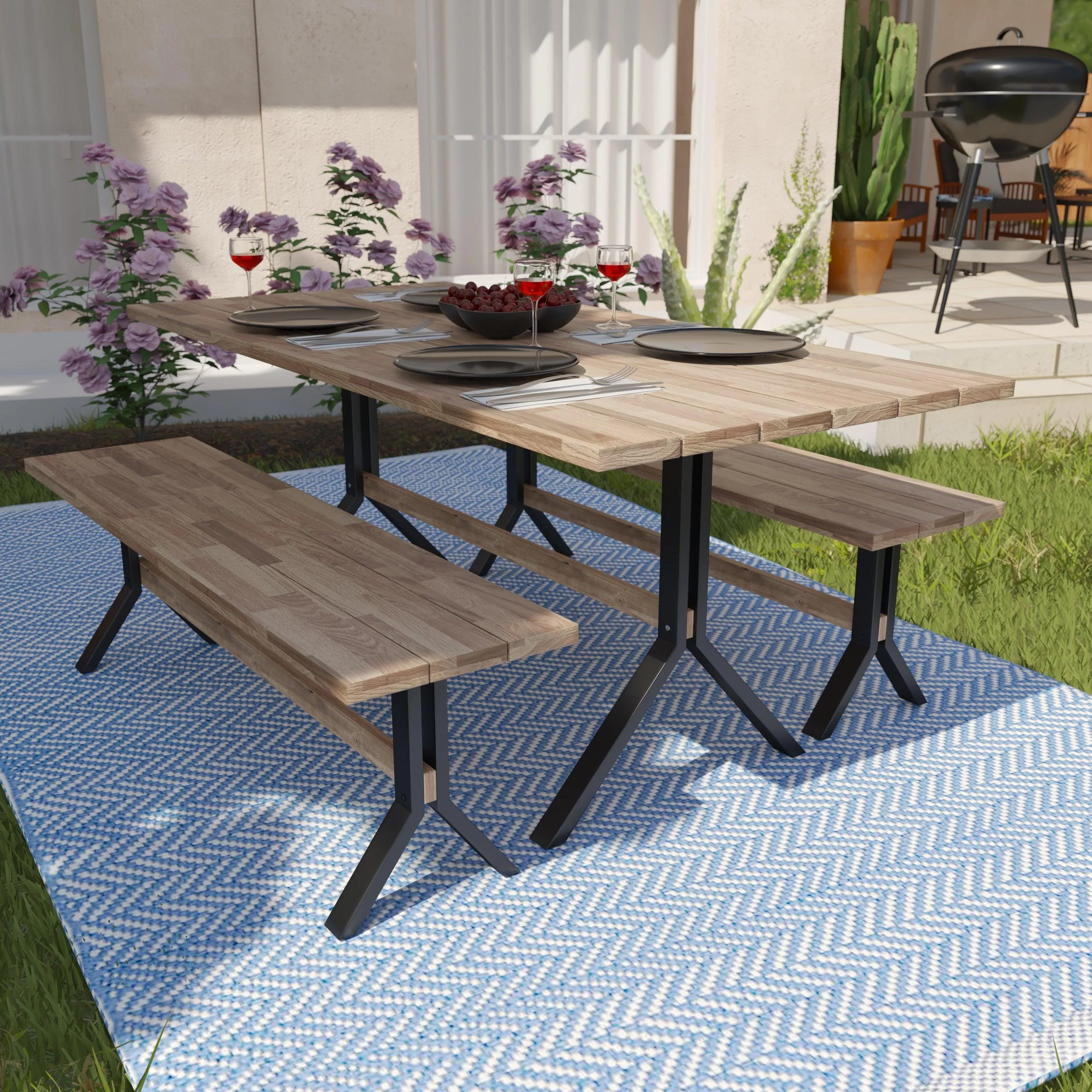 Standlake Outdoor Dining Set – 3pc - Remutear