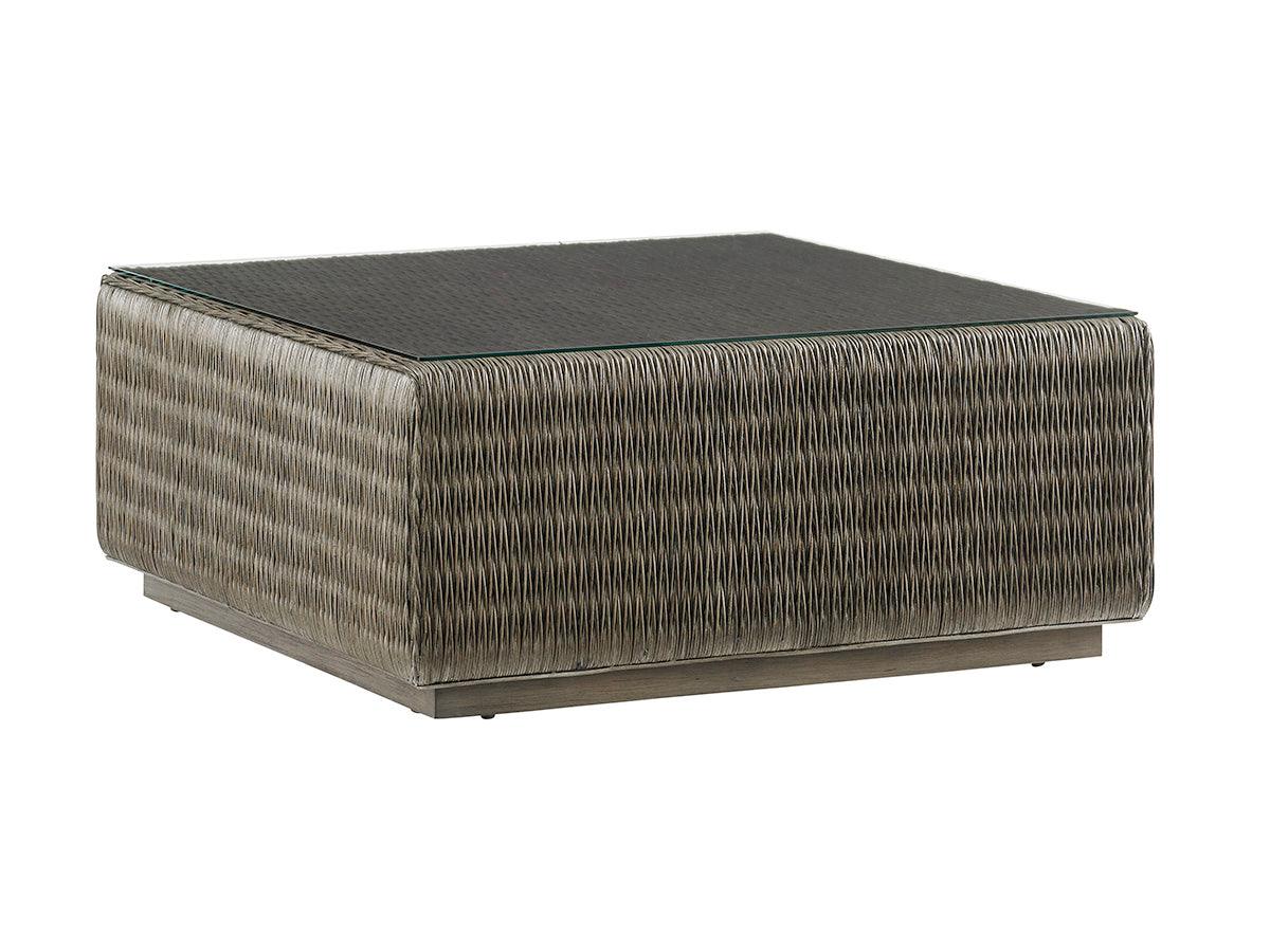 Cypress Point Seawatch Woven Cocktail Table Tempered Glass Top - Remutear
