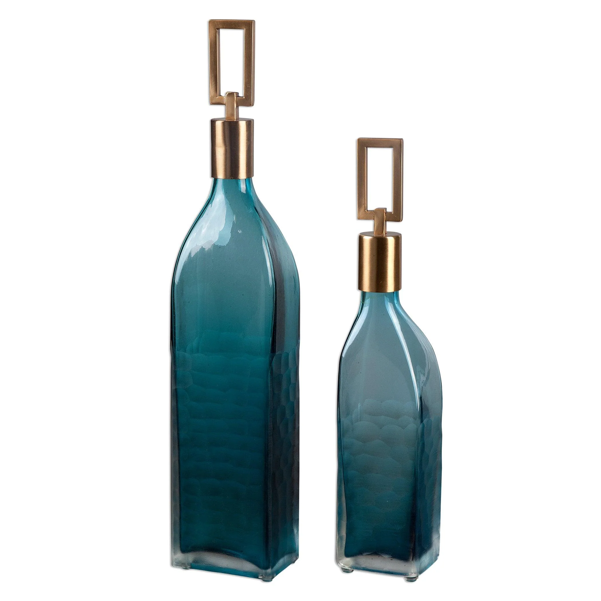 ANNABELLA TEAL GLASS BOTTLES, SET OF 2 - Remutear