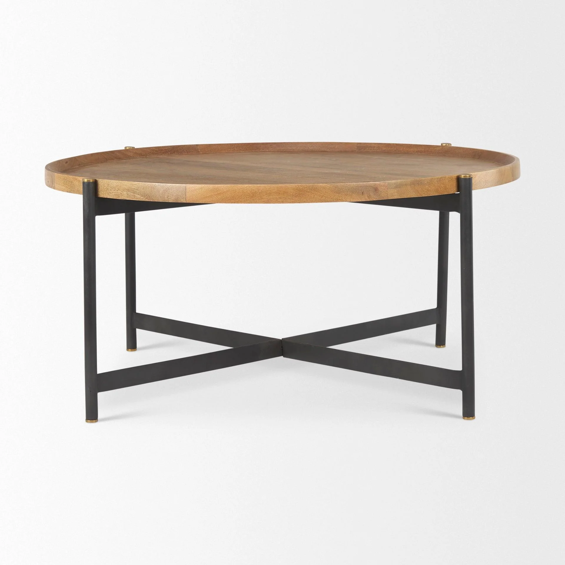 Marquisa Medium Brown Wood W/Black Metal Large Coffee Table - Remutear