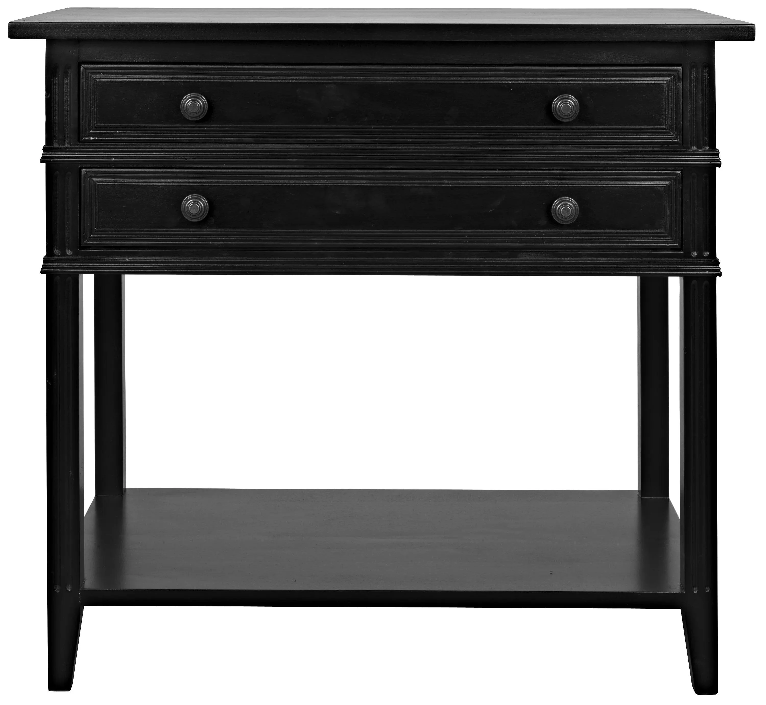 Colonial 2-Drawer Side Table, Distressed Black - Remutear