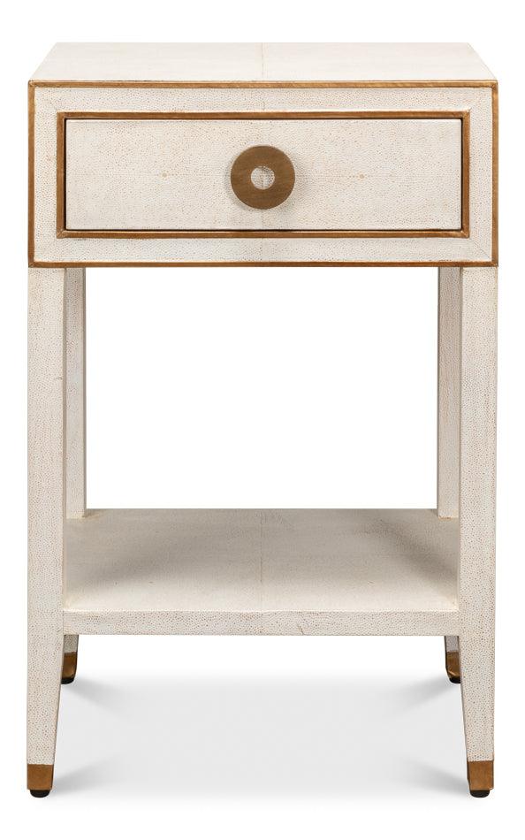 Gabriella Shagreen Nightstand Osprey Wht - Remutear