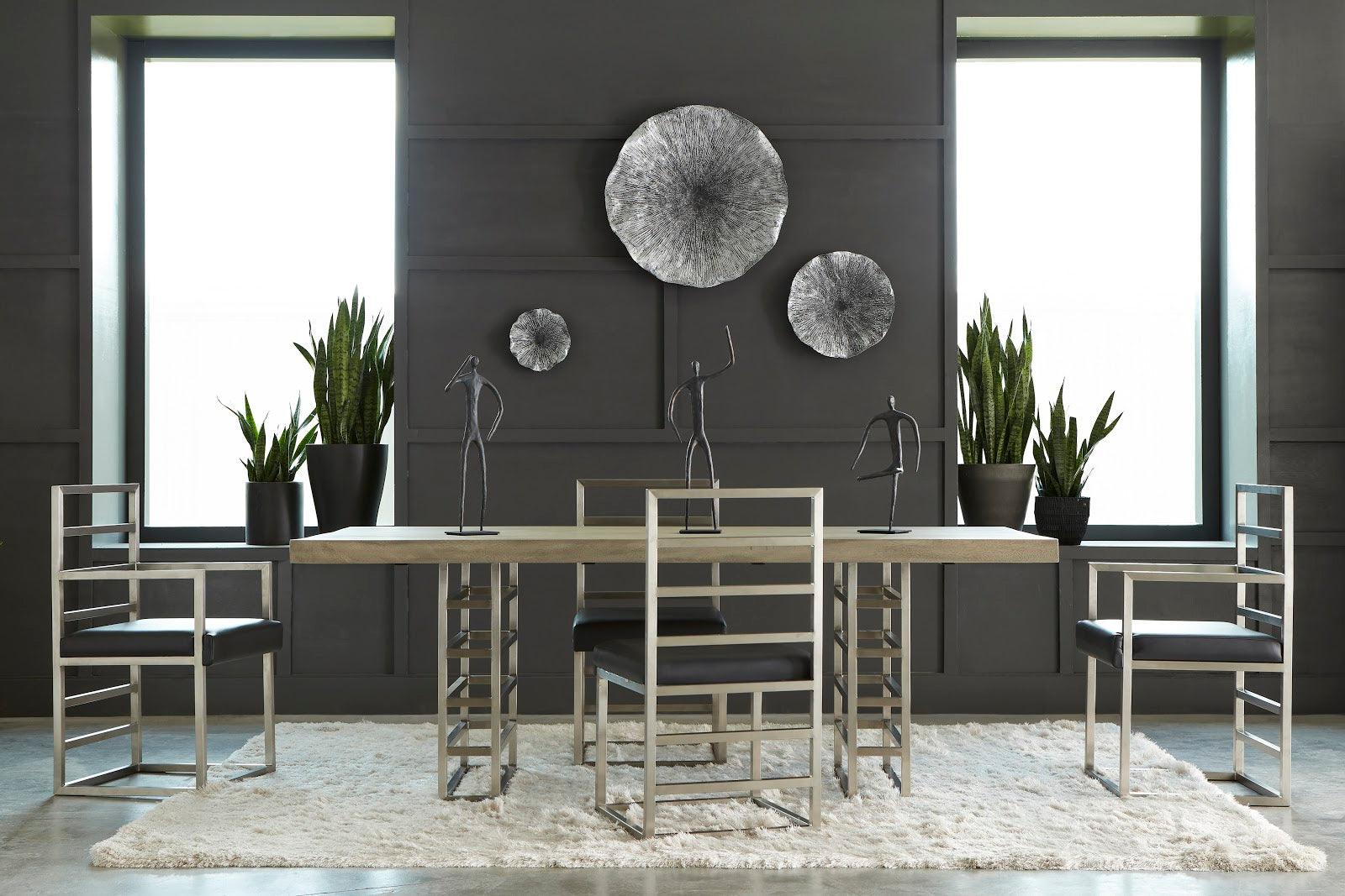 Ladder Dining Chair , Gray/Silver Finish - Remutear