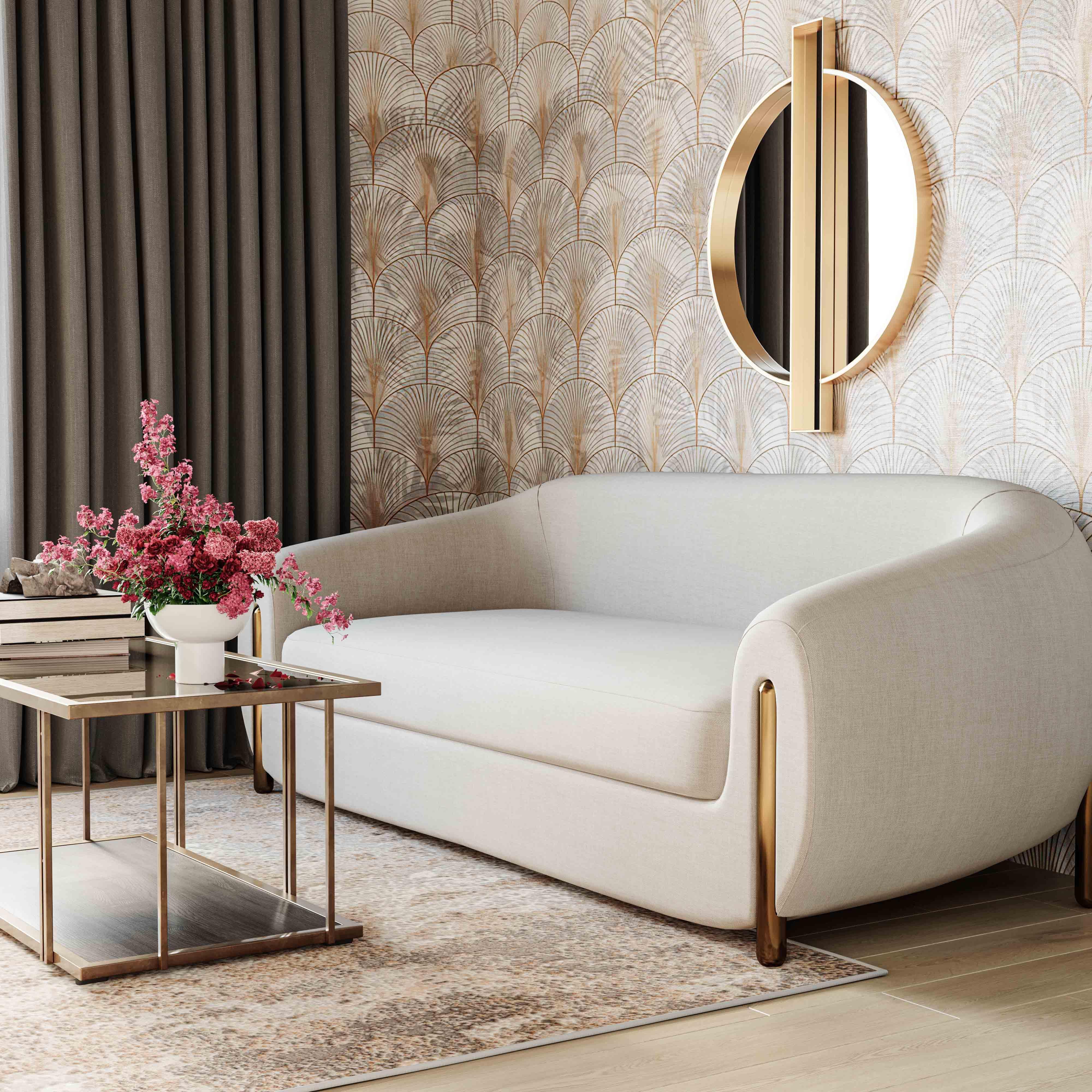 Lina Cream Textured Linen Sofa - Remutear