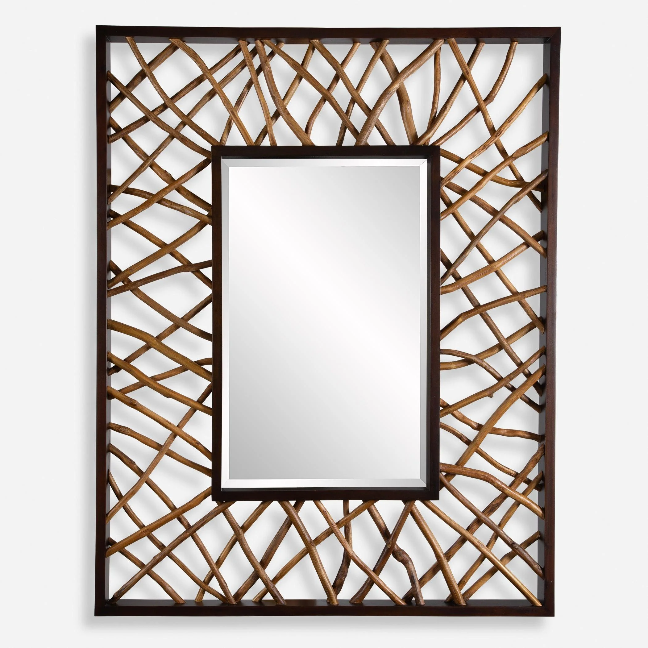 Teak Maze Rectangle Mirror - Remutear