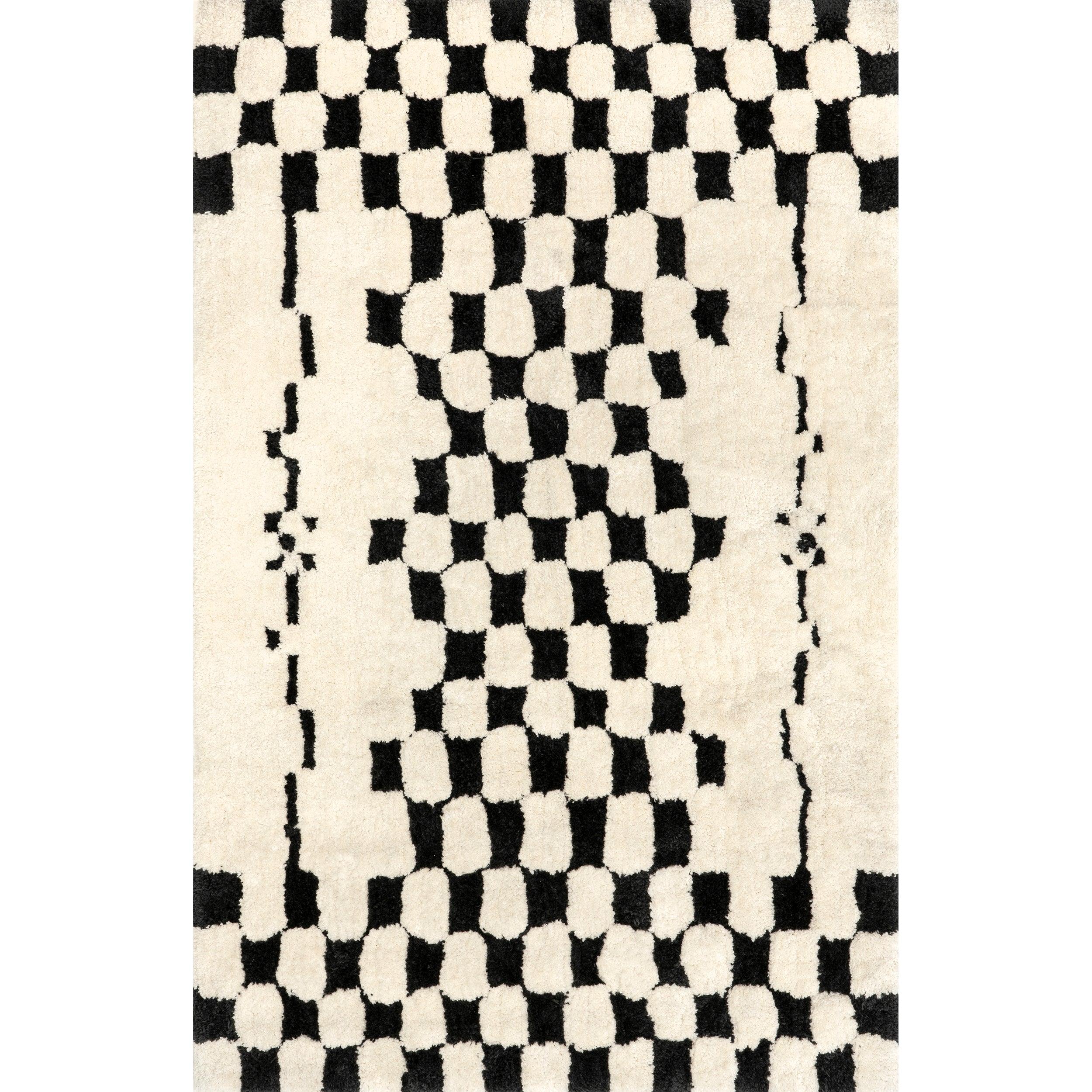 Nathalie Modern Checkered Shag Area Rug - Remutear