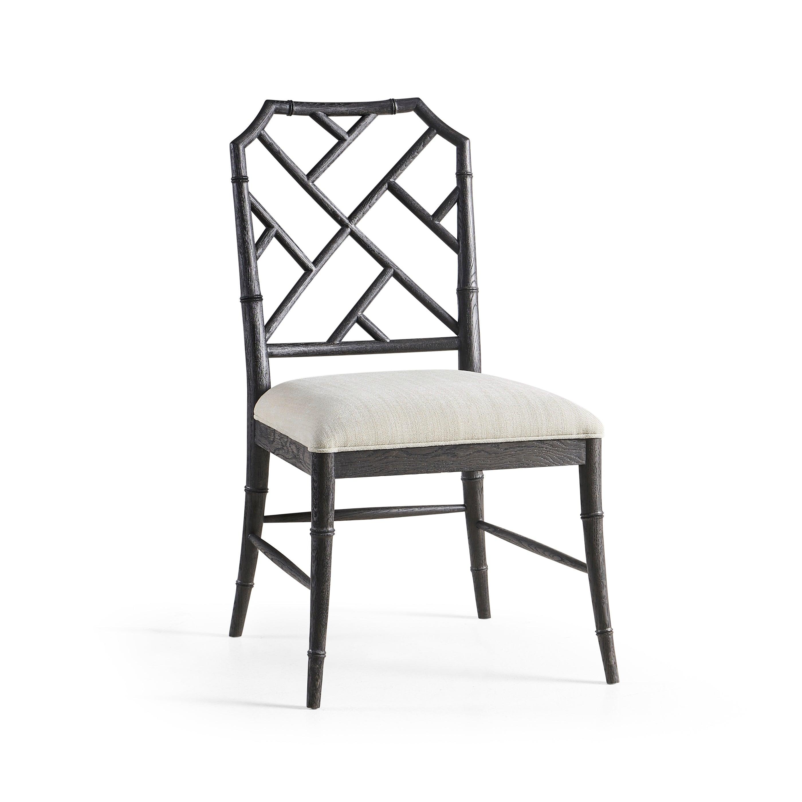 Timeless Saros Chippendale Bamboo Side Chair in Ebonized Black - Remutear