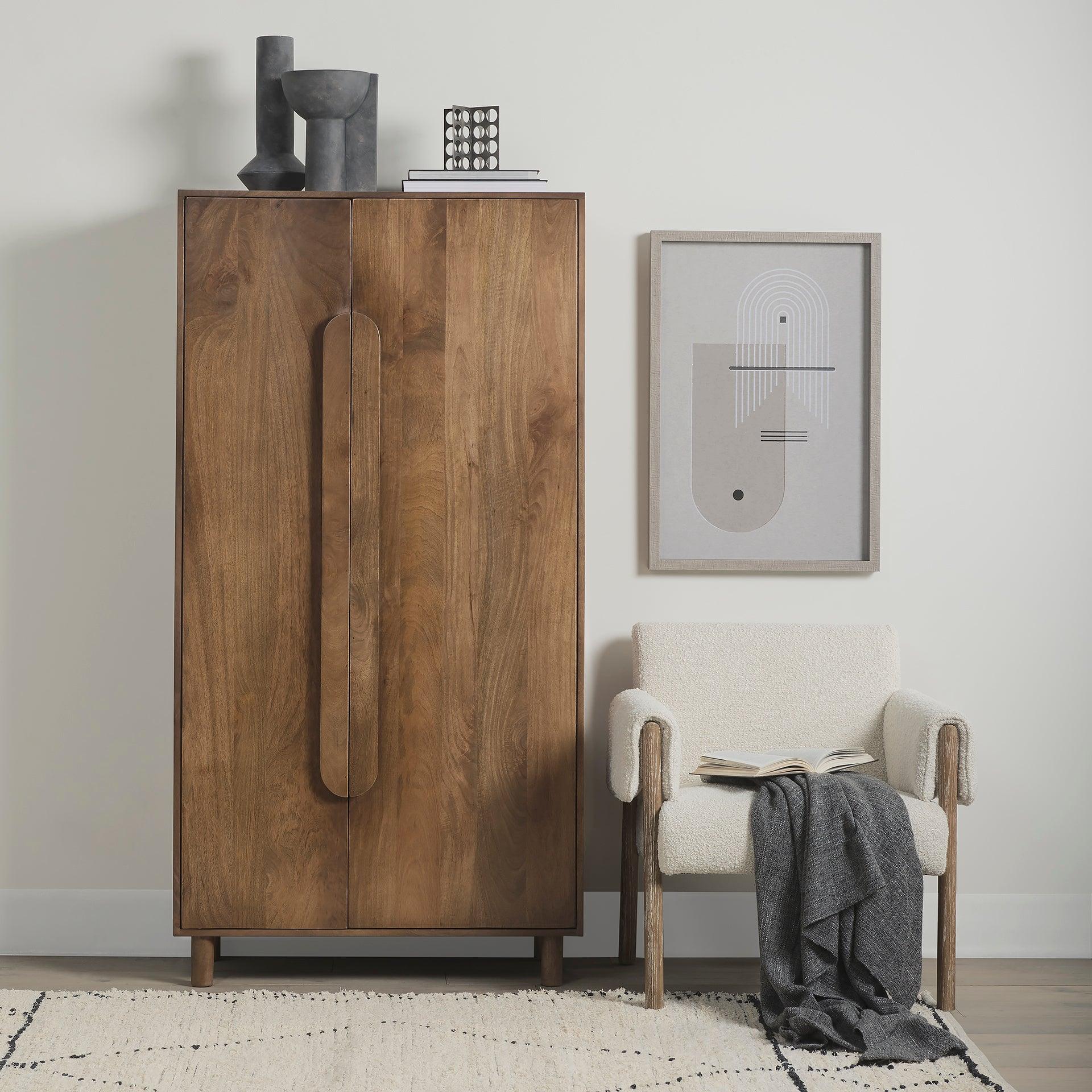 Astrid Medium Brown Wood Armoire - Remutear