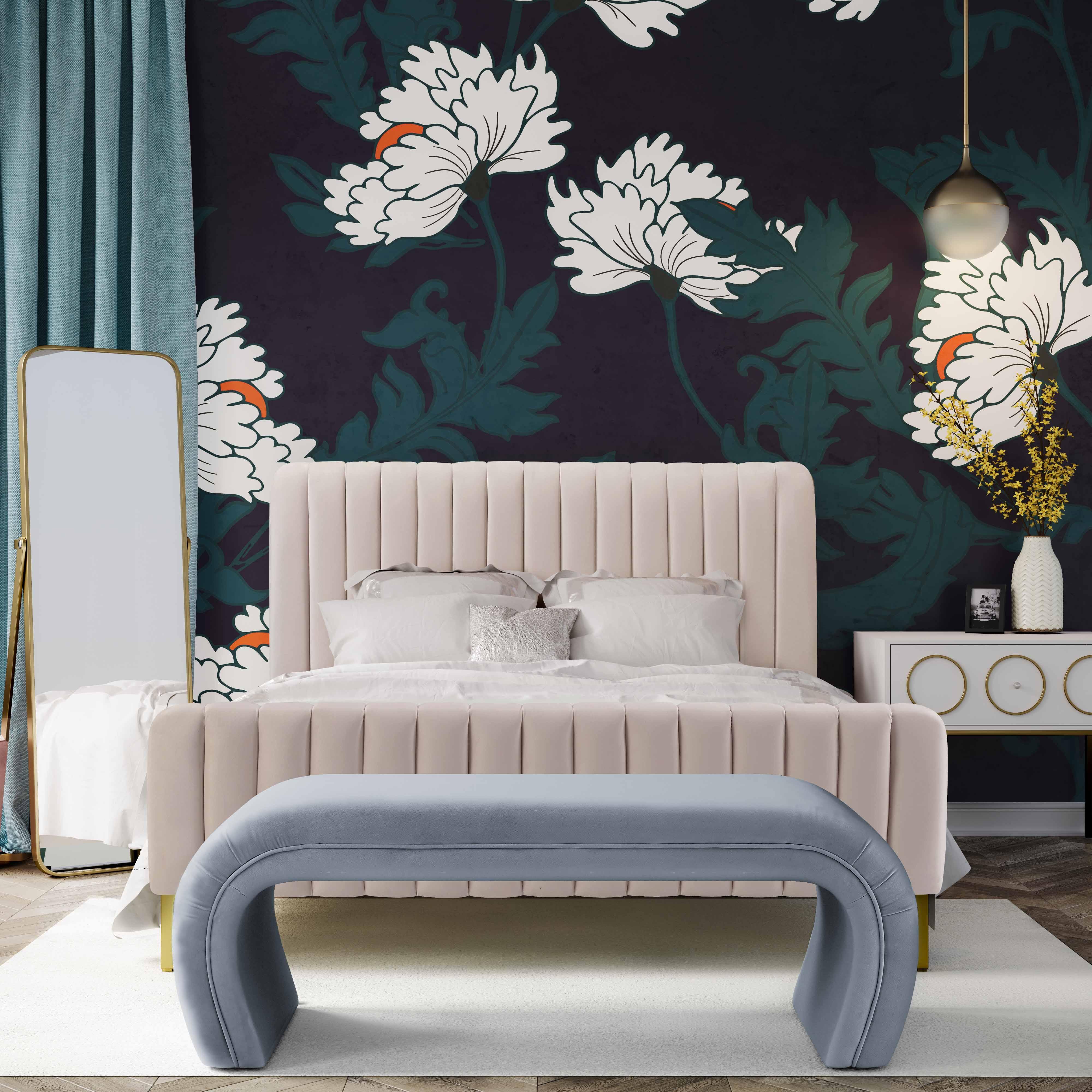 Kenya Sea Blue Velvet Bench - Remutear