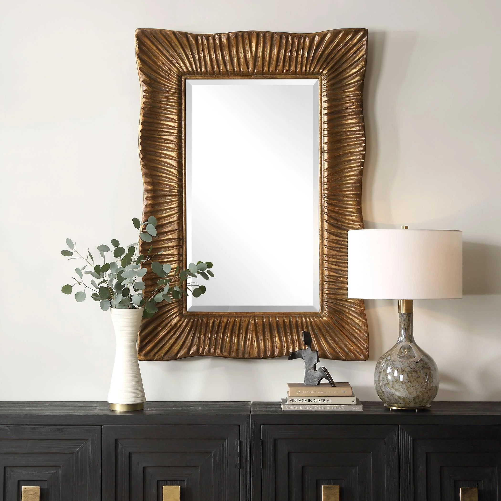 Emerson Scalloped Antique Gold Mirror - Remutear
