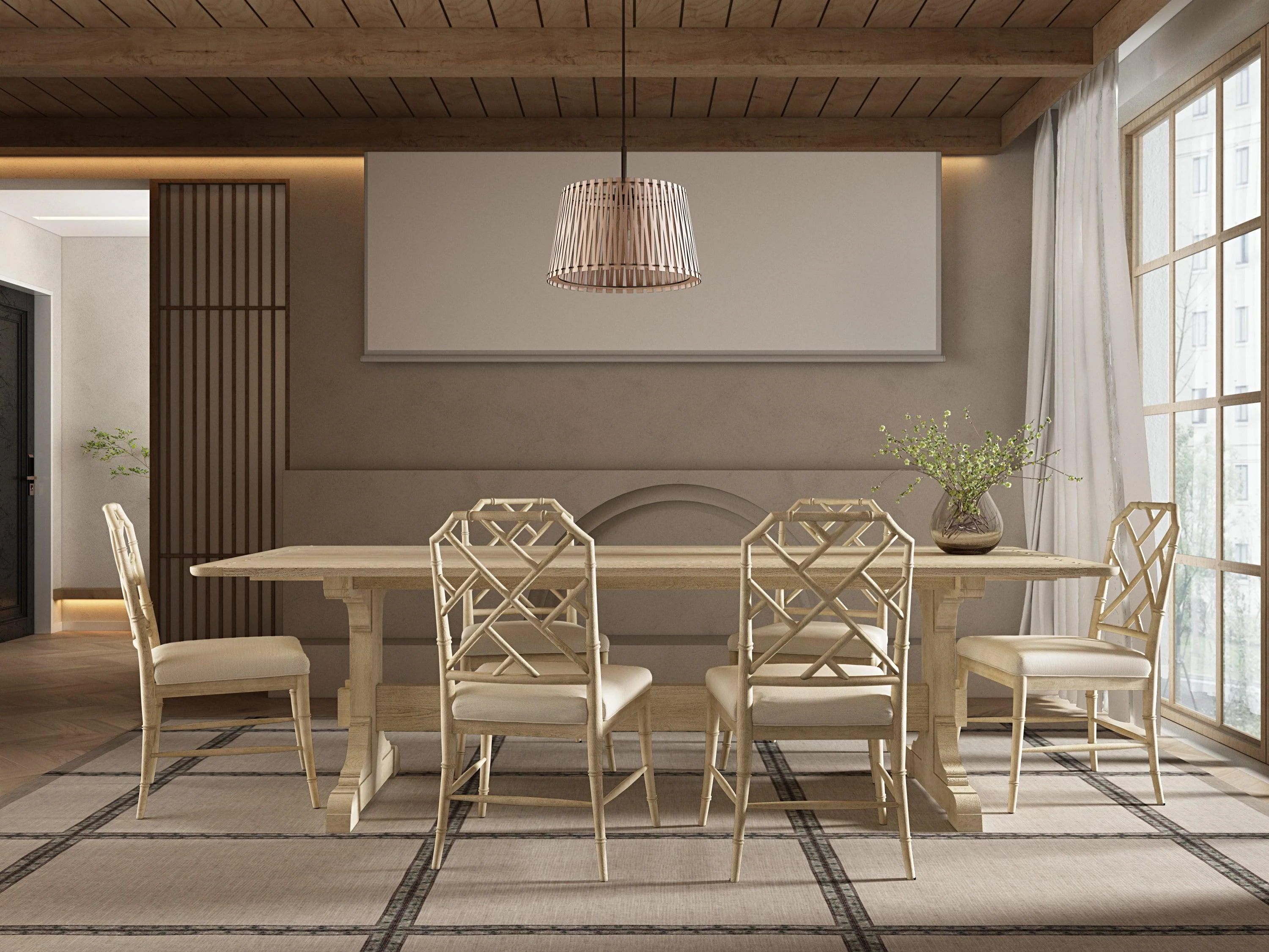 Timeless Epoch Trestle Dining Table in Stripped Oak - Remutear